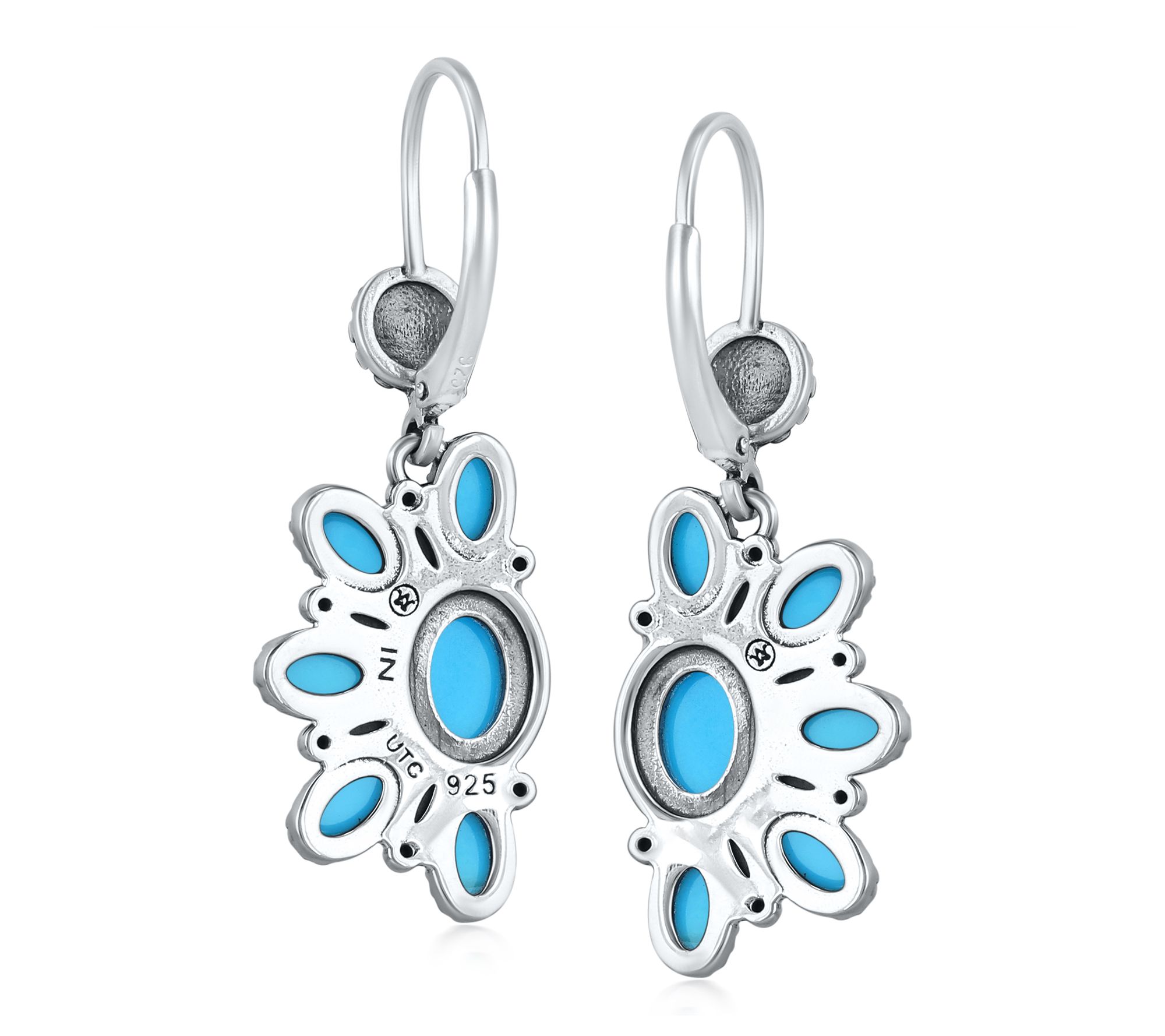 American West Sterling Turquoise Lever Back Earrings