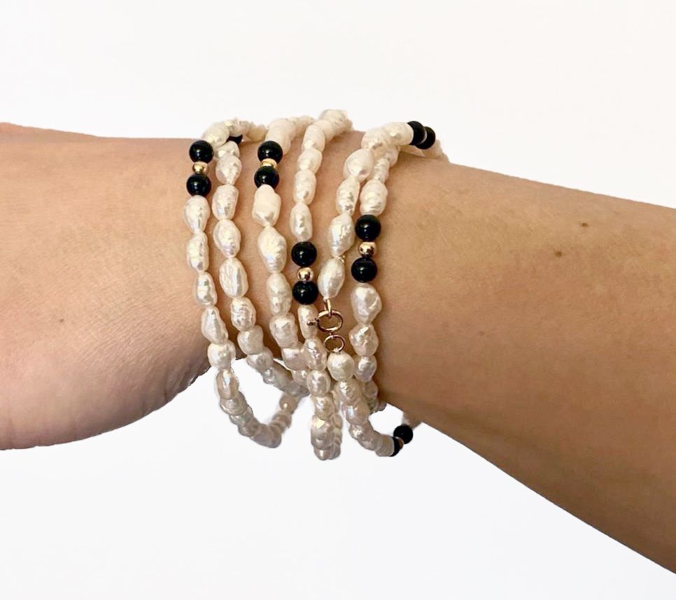 Alkeme 14K Gold Cultured Pearl & Onyx Necklace & Bracelet Set