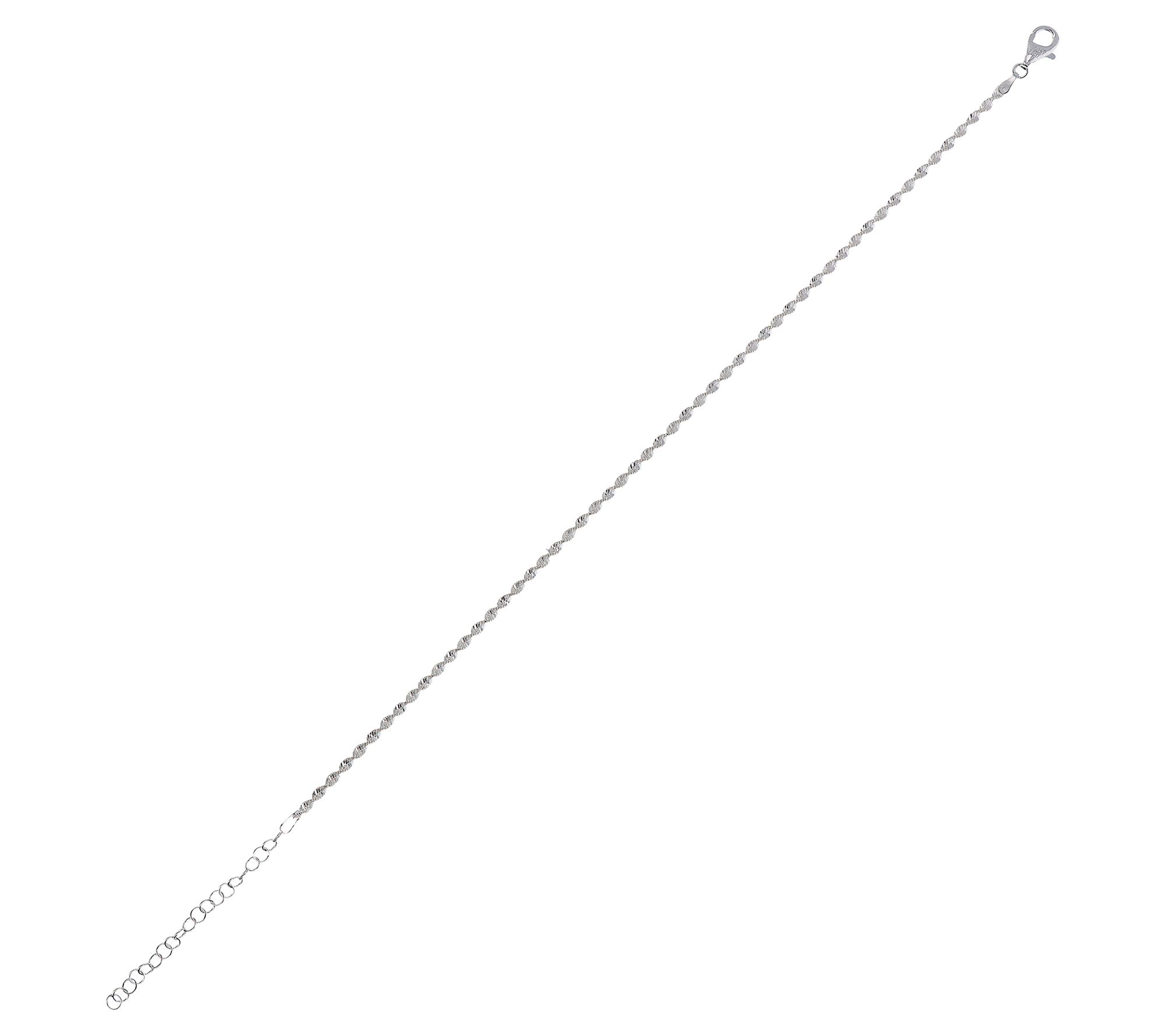 UltraFine Silver Twisted Herringbone Ankle Bracelet 2.8g