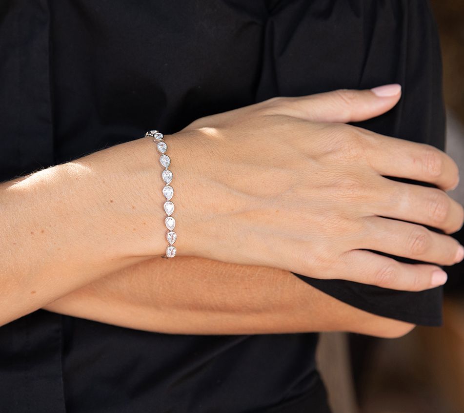 Diamonique Pear Drop Bracelet, Sterling Silver