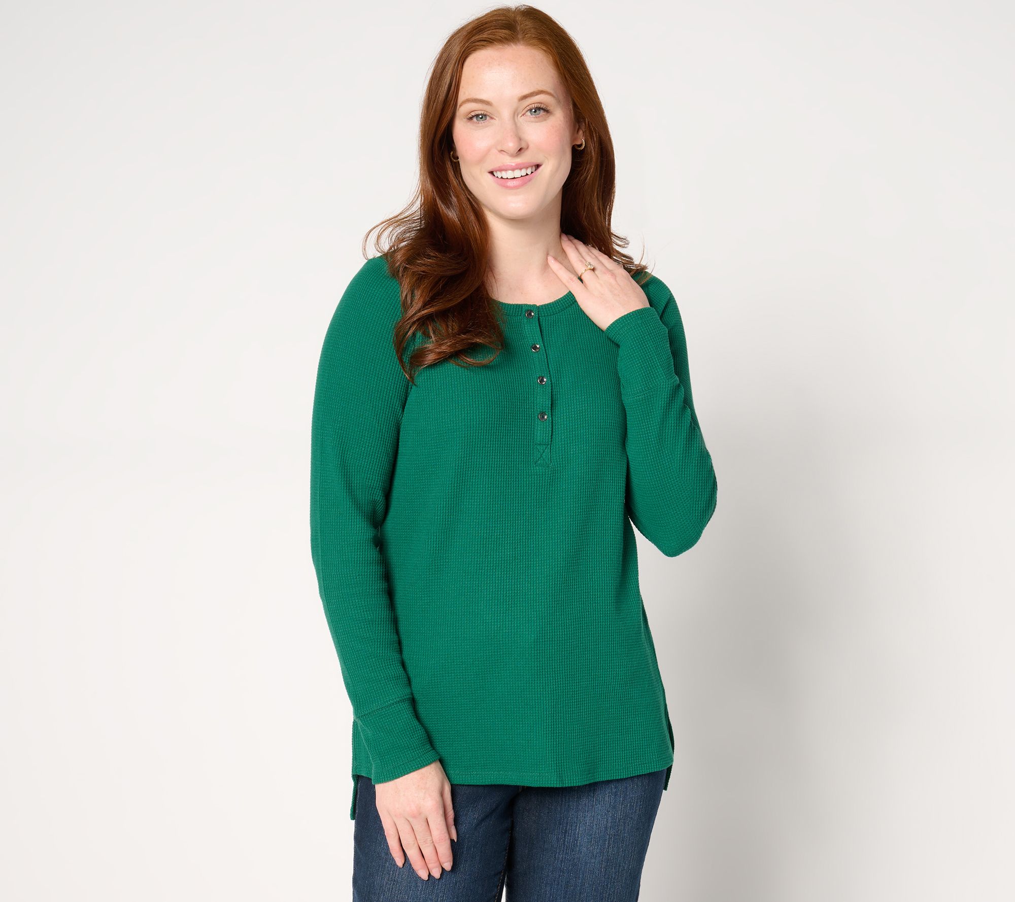 Jingle Belles by Kim Gravel Lumberjill Hi-Low Henley w/ Sparkle Snap