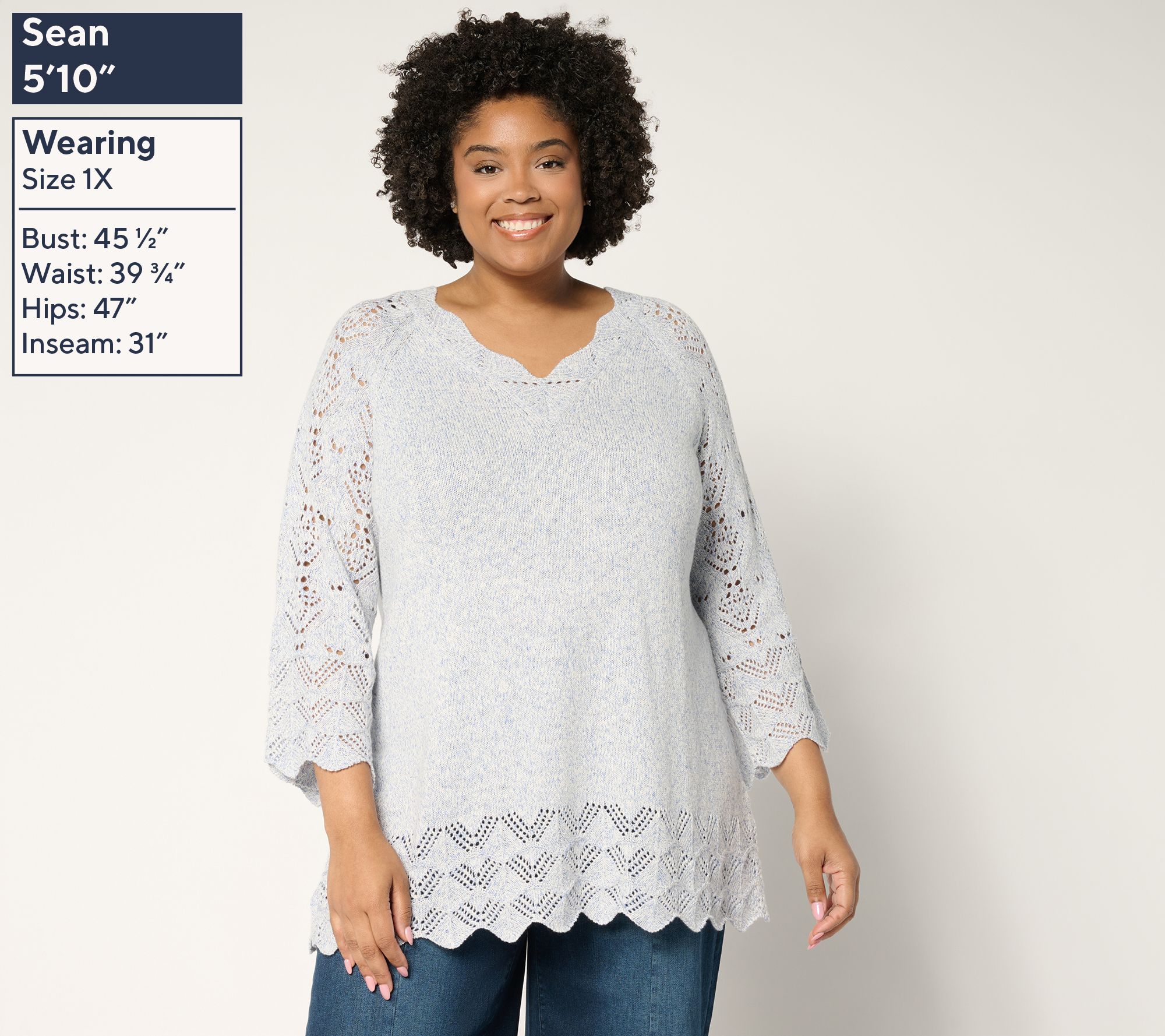 Ree by The Pioneer Woman Regular Pointelle Marled Sweater