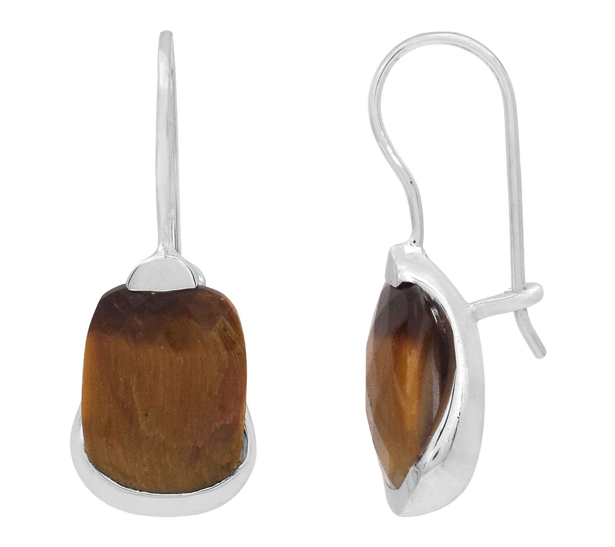 Affinity Gems Tiger Eye Dangle Earrings, Sterling Silver