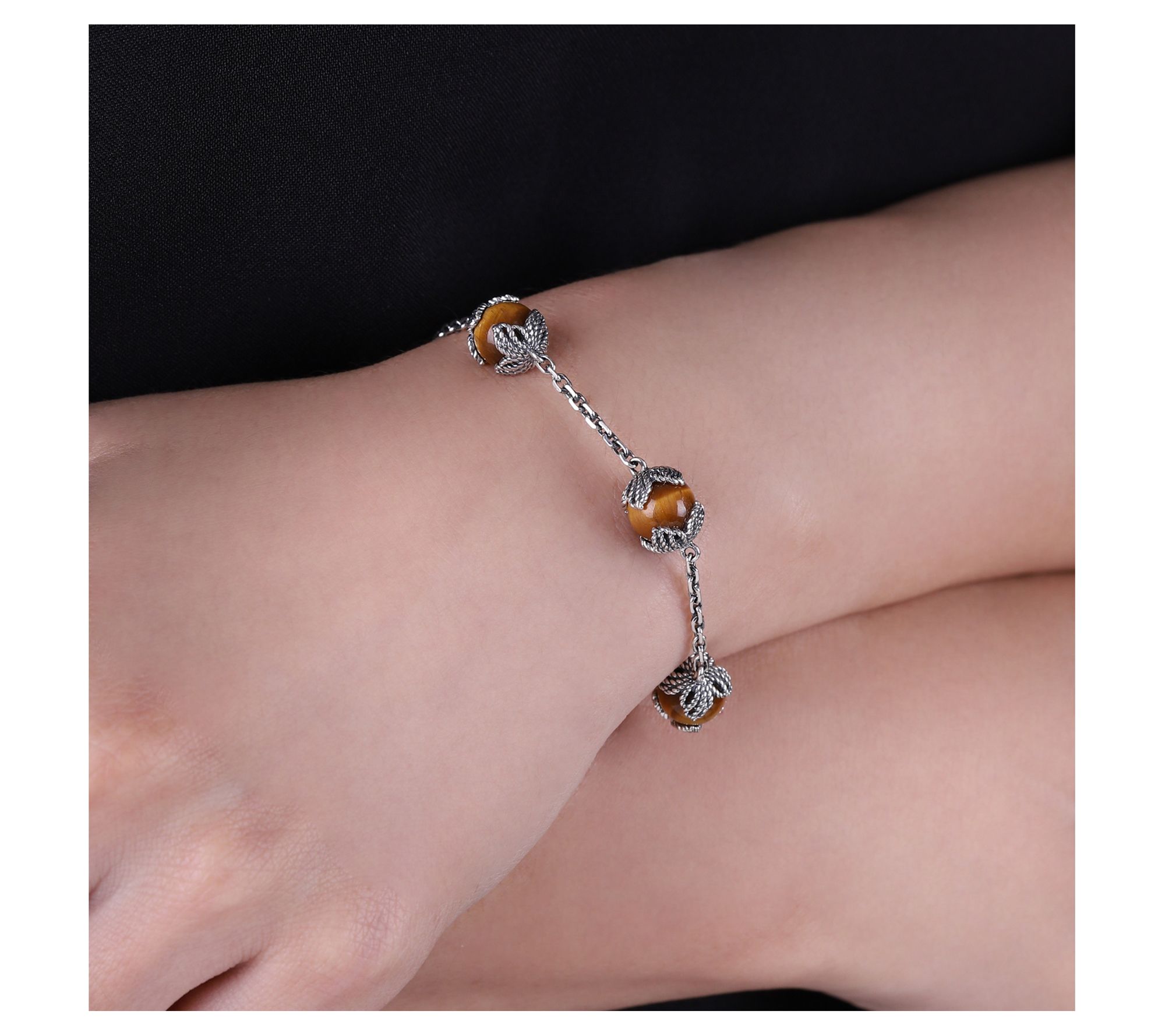 Tiffany Kay Studio Sterling Silver Tiger's EyeBead Bracelet