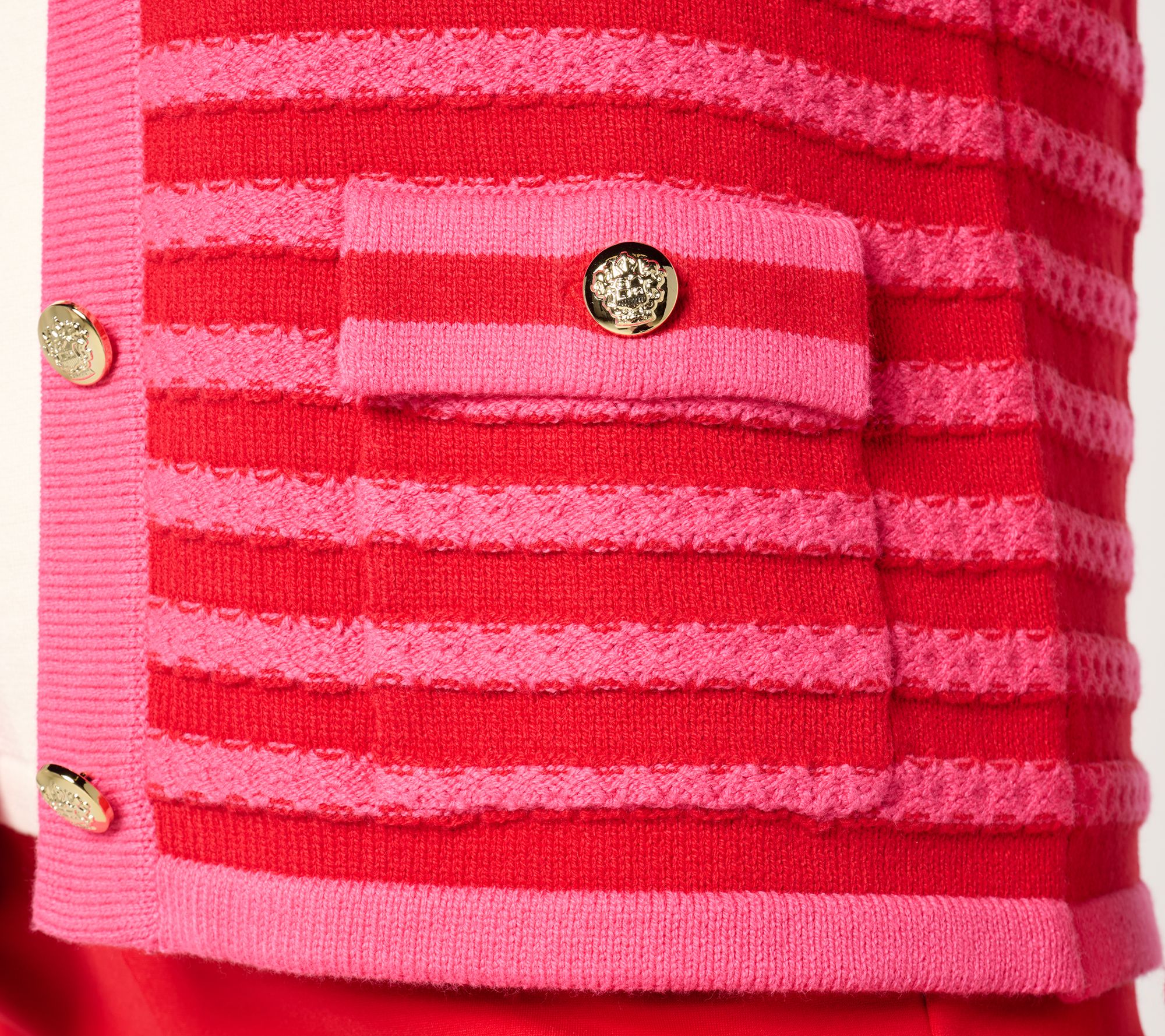 Isaac Mizrahi Live! Striped Button-Front Sweater Cardigan