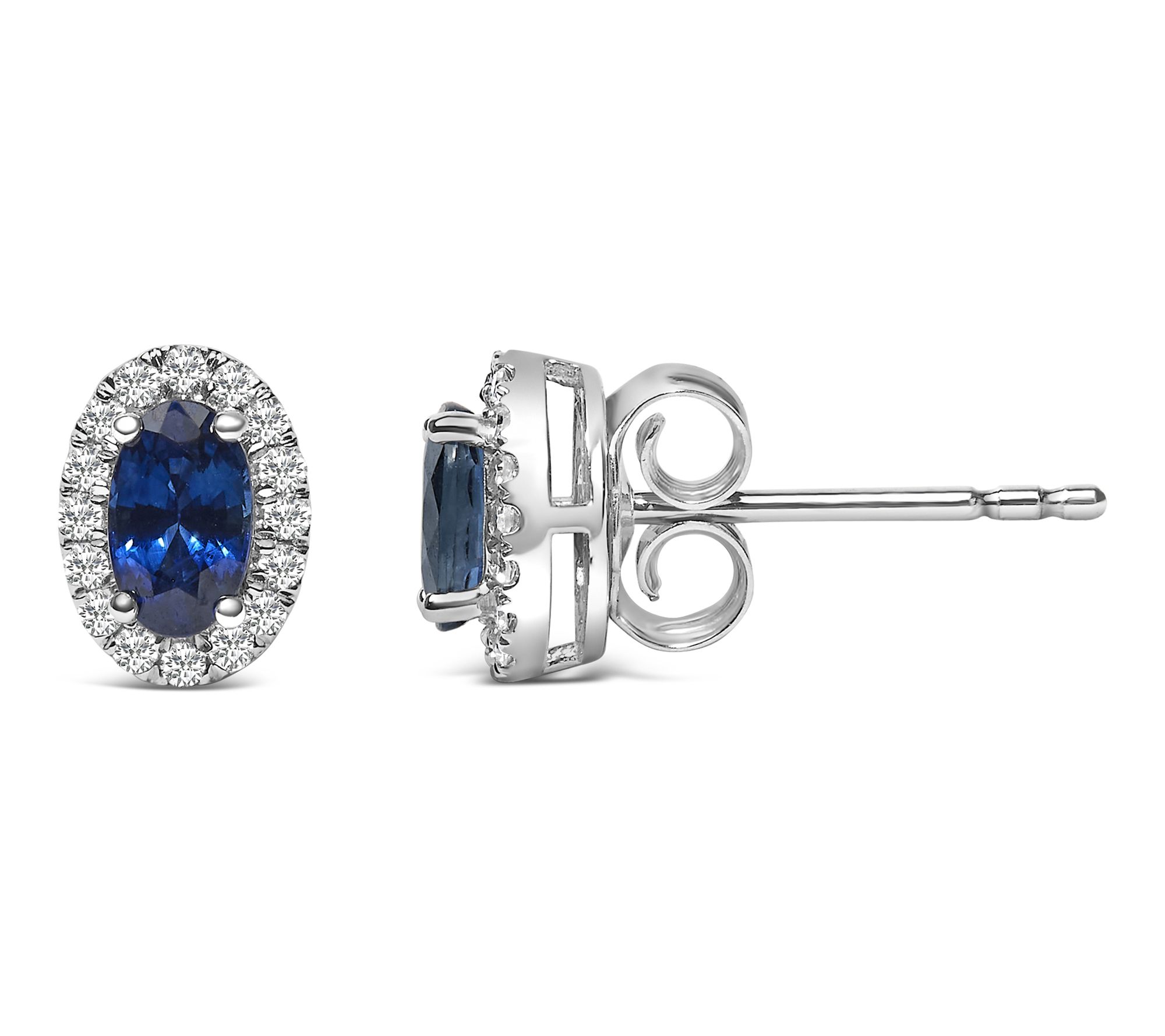 Haus of Brilliance Sapphire & Diamond Halo Earrings, 10K Gold