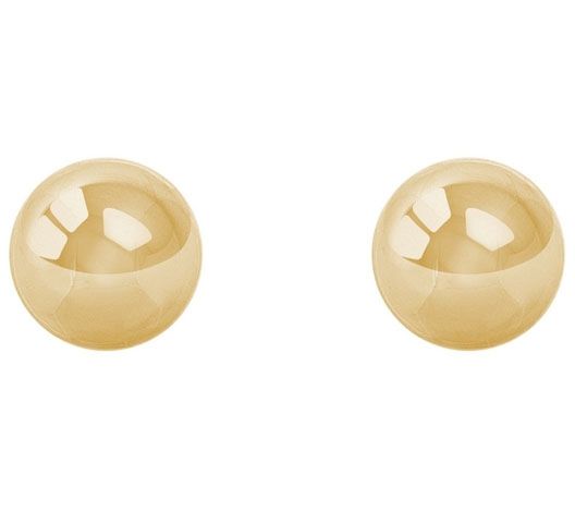 14K Gold 6mm Polished Button Ball Stud Earrings