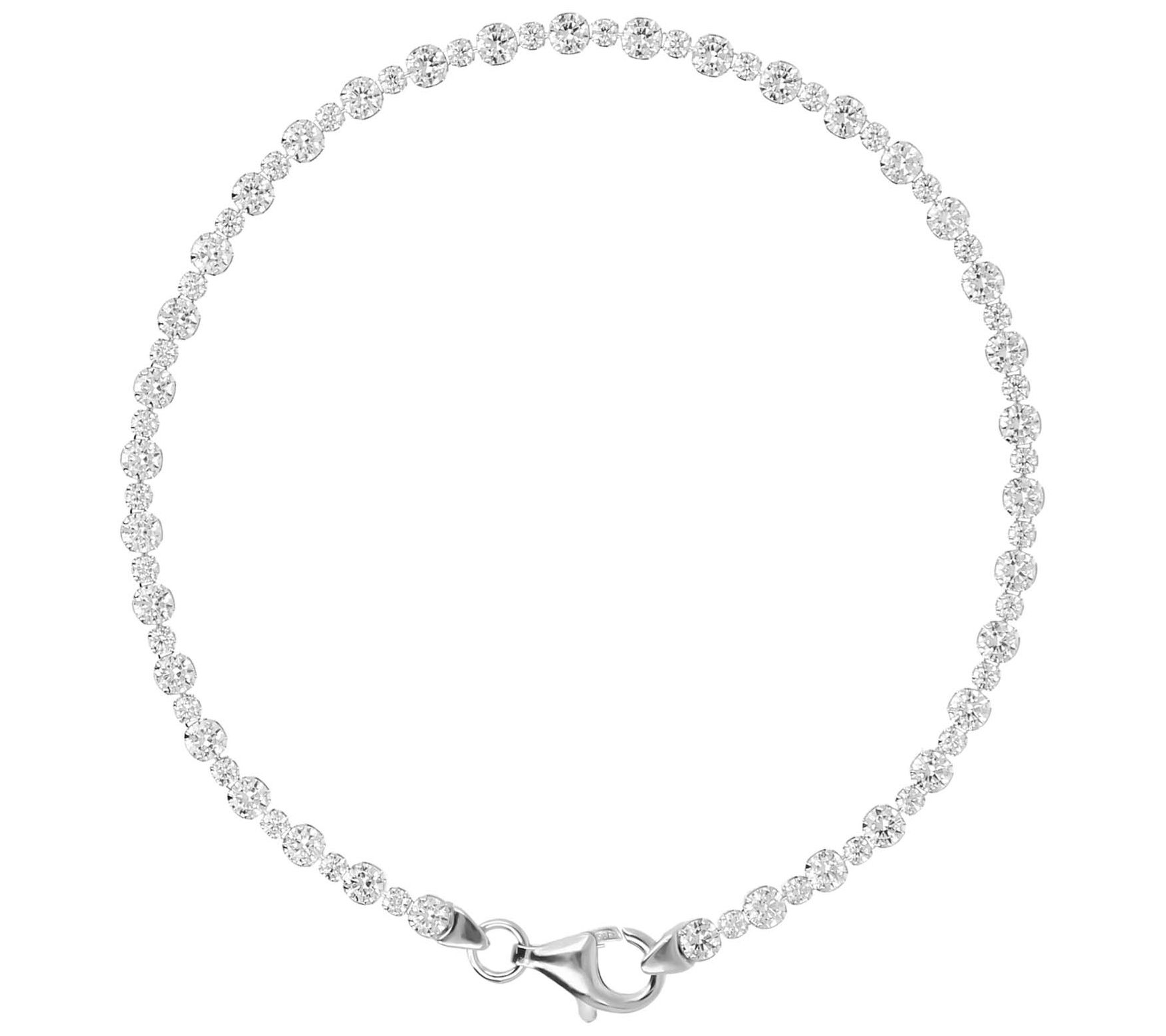 Diamonique Alternating Round Cut Tennis Bracelet, Sterling