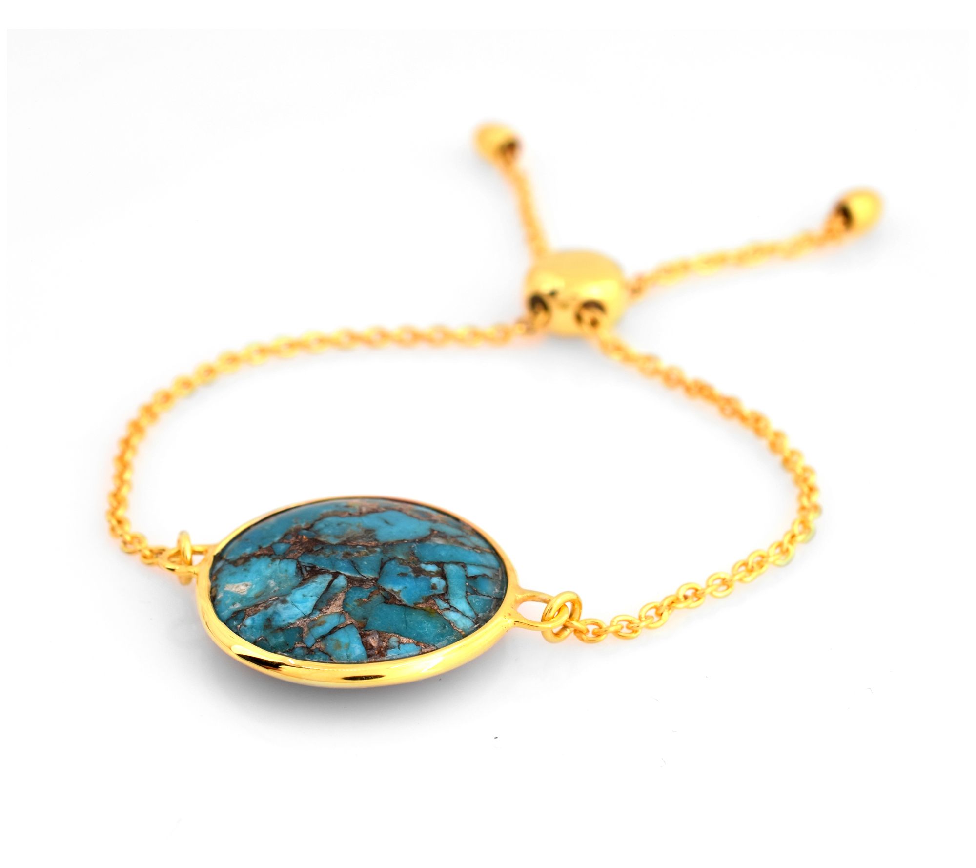 Affinity Gems Composite Turquoise Bracelet, 14K Gold Plated
