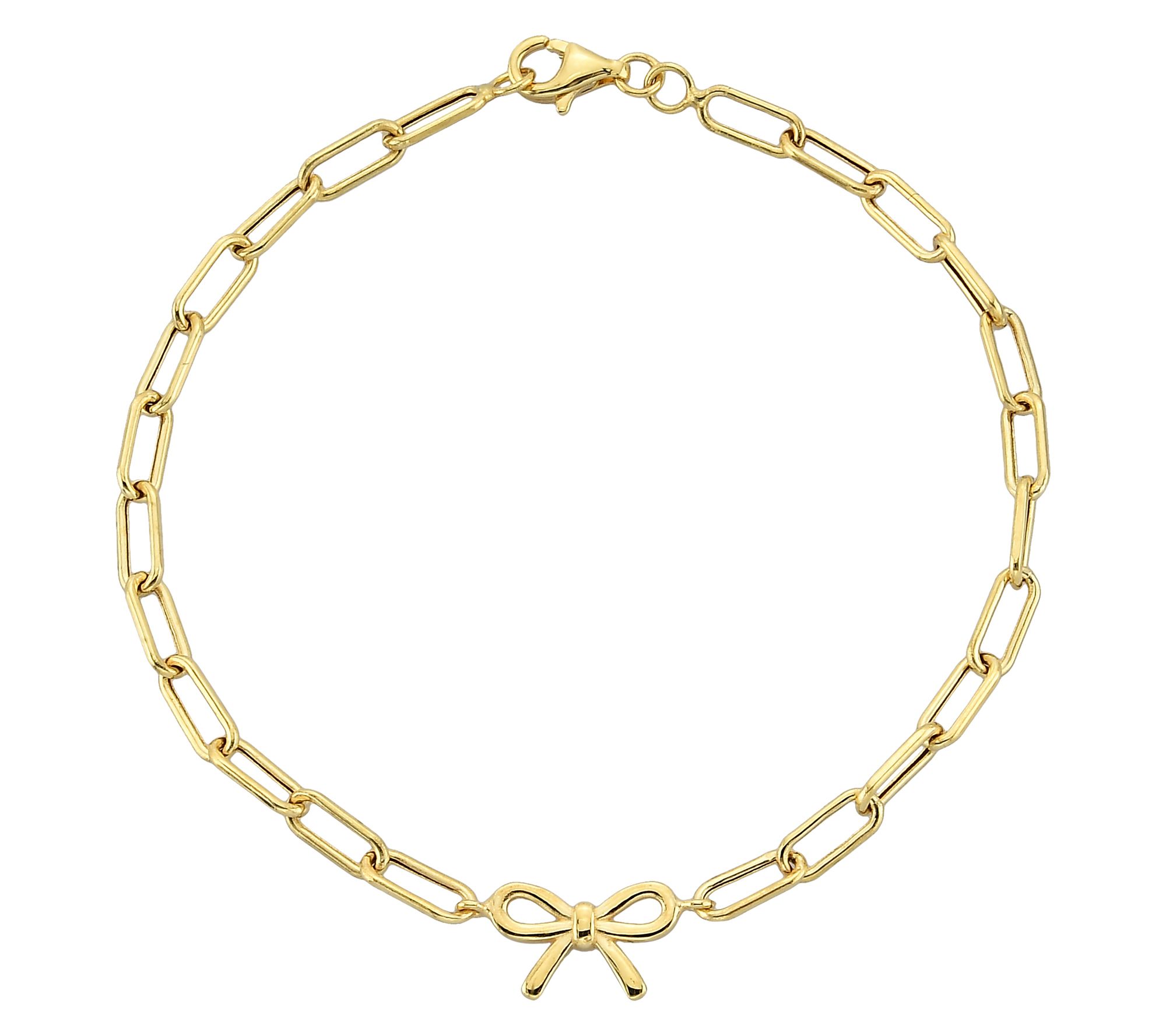 Adorna 14K Gold Paperclip Link Bow Tie Design Bracelet