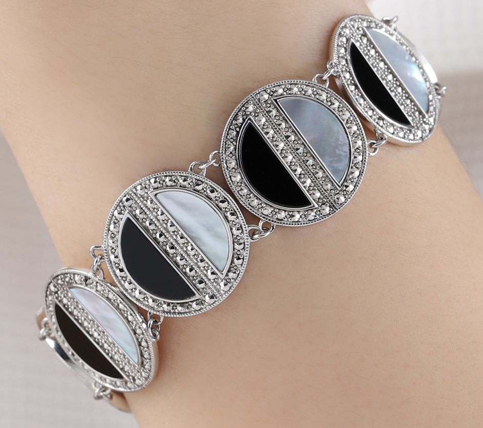Dallas Prince Sterling Chrome Marcasite Deco Dreams Bracelet