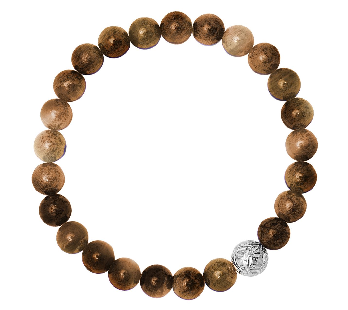 Silver Style Men's Gemstone Beaded Bracelet, Sterling