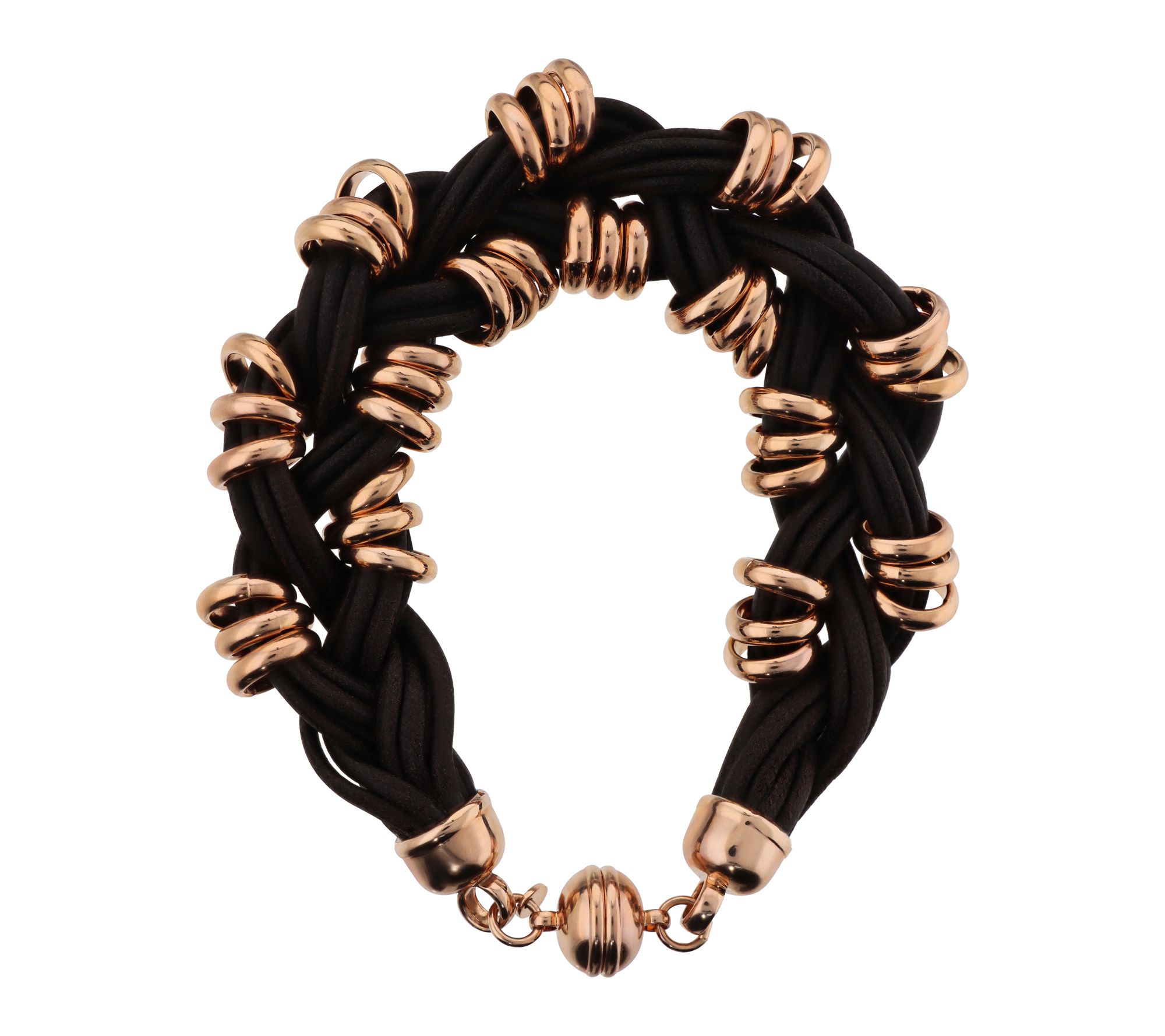 David Markstein Bronze Rondel Station Braided Cord Bracelet