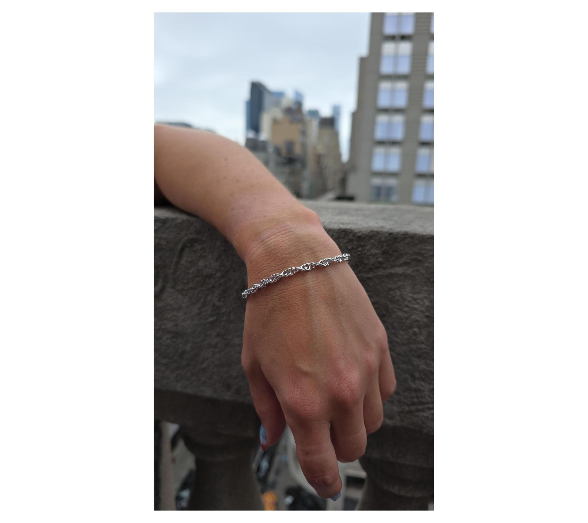 Silver Style Twisted Oval link Chain Bracelet,Sterling Silver