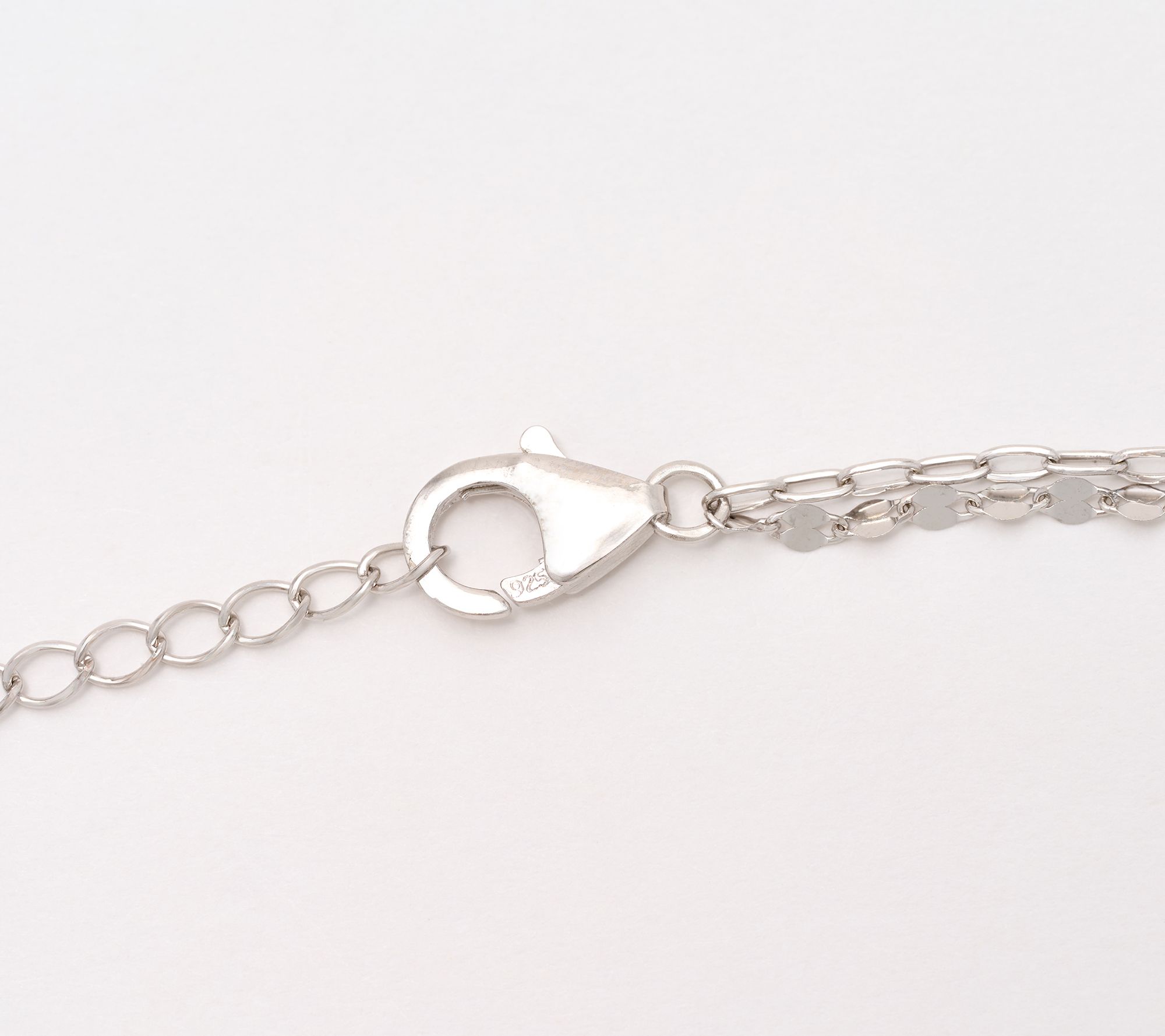 Diamonique Boxed Layered Chain Initial Necklace, Sterling Silver