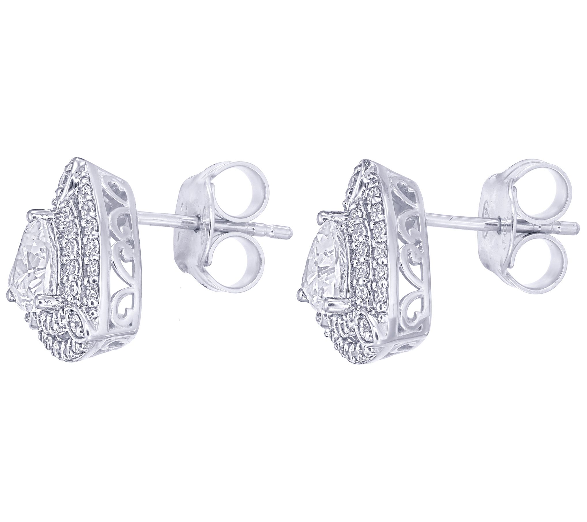 Diamonique x Jennifer Miller Trillion Stud Earrings, Sterling