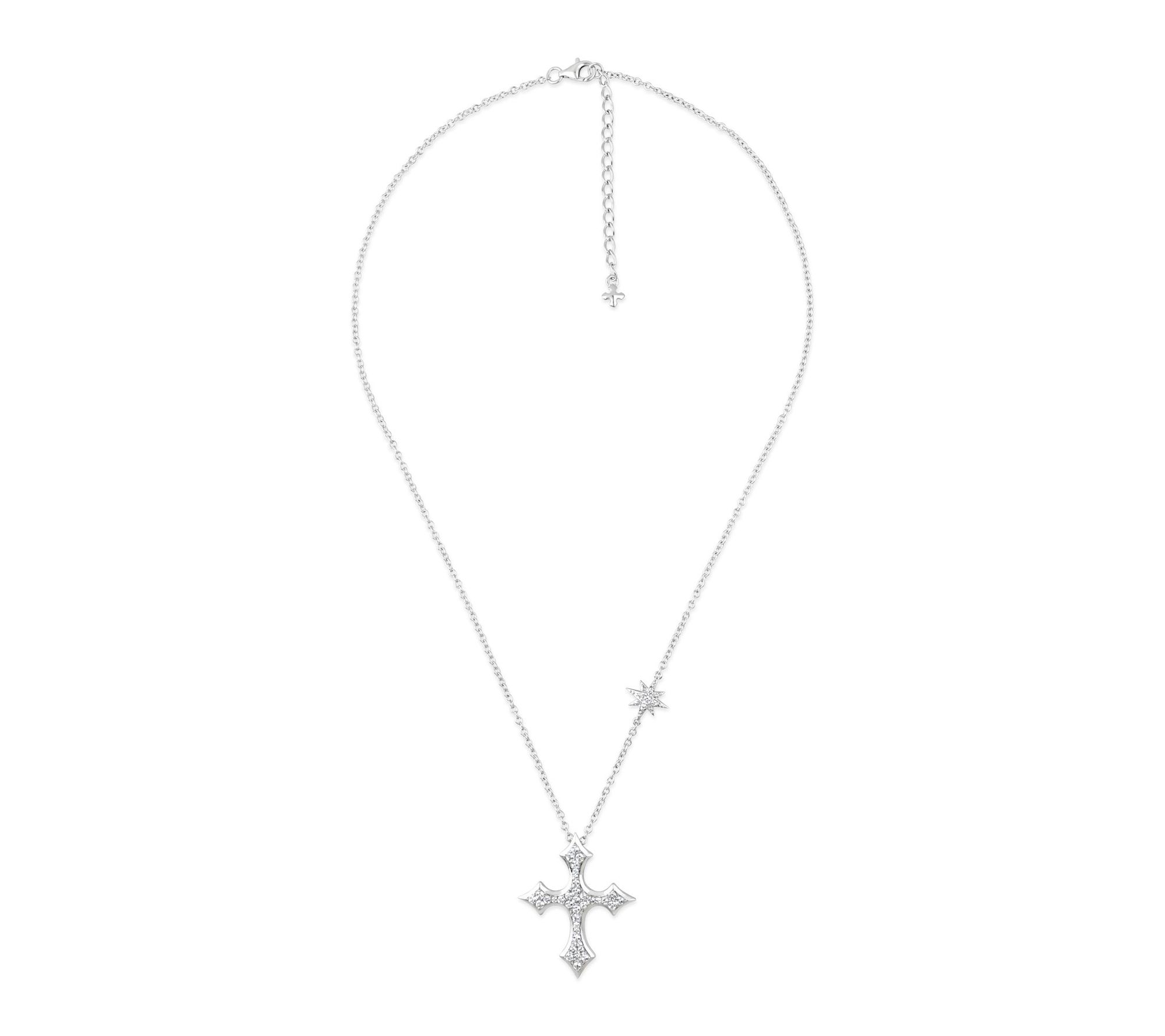 Margo Manhattan Sterling Silver Topaz FAITH Cross Necklace