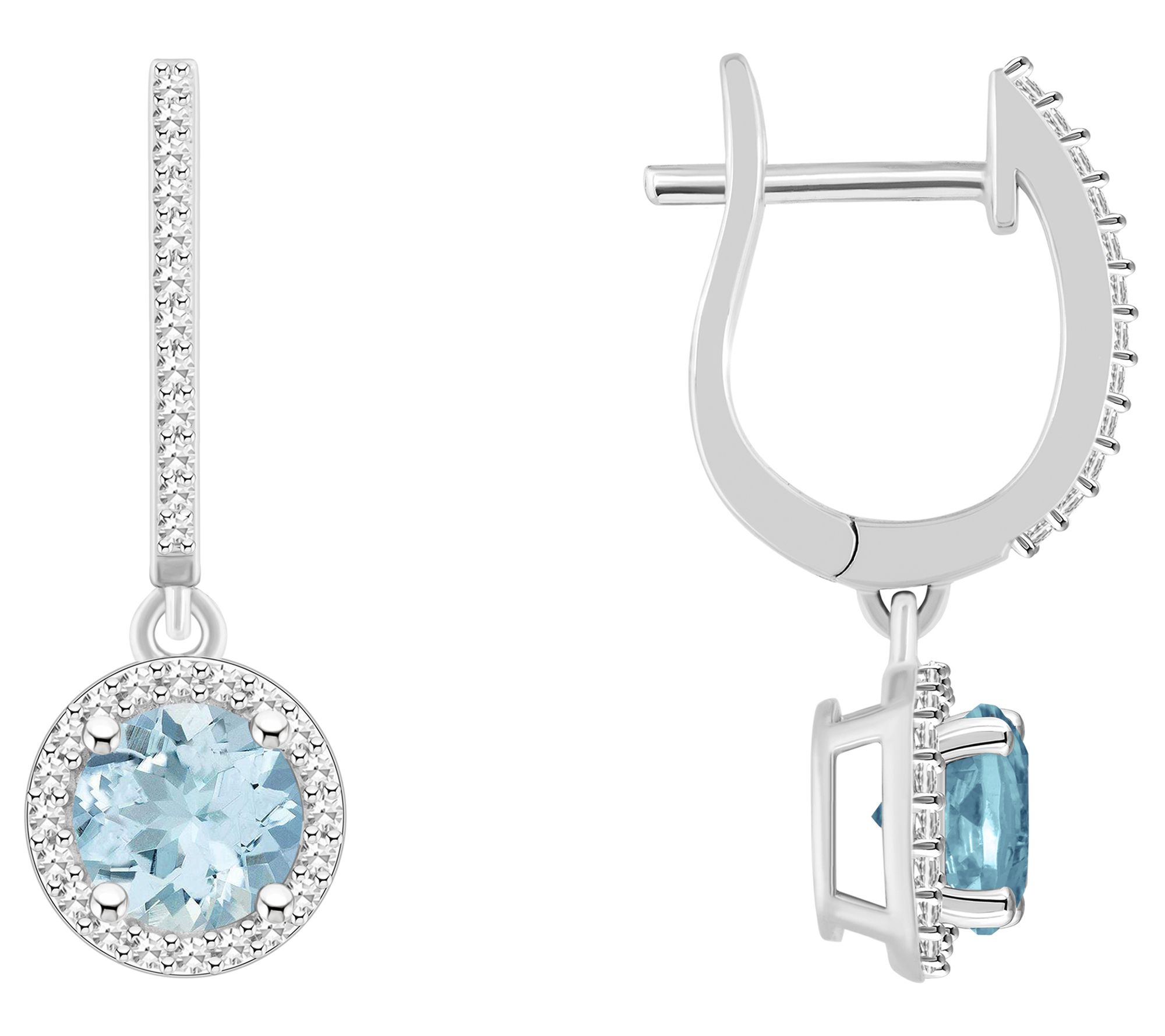 Affinity Gems Aquamarine & Diamond Earrings, Sterling Silver