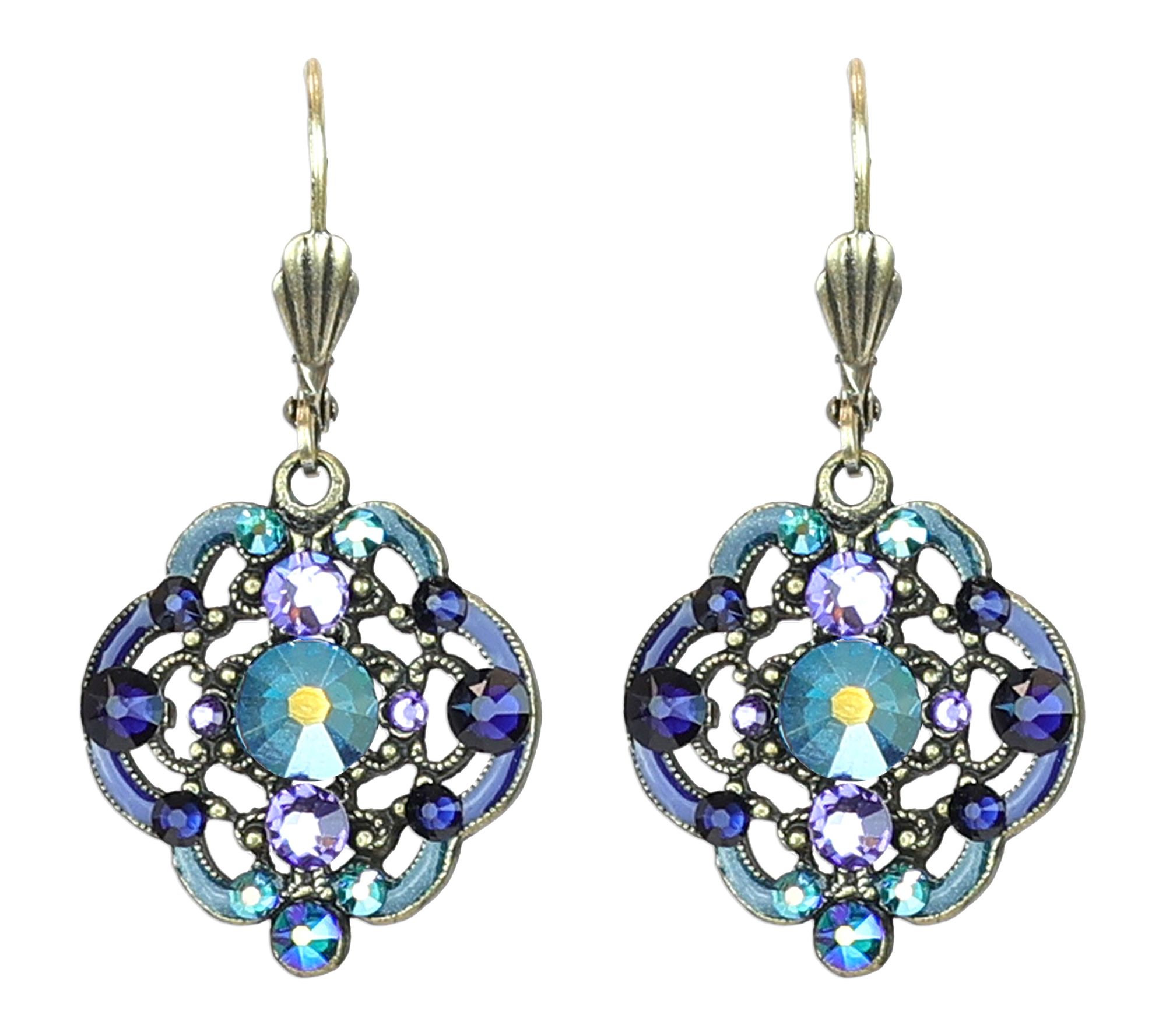 Anne Koplik Iridescent Emerald & Purple CrystalDrop Earrings