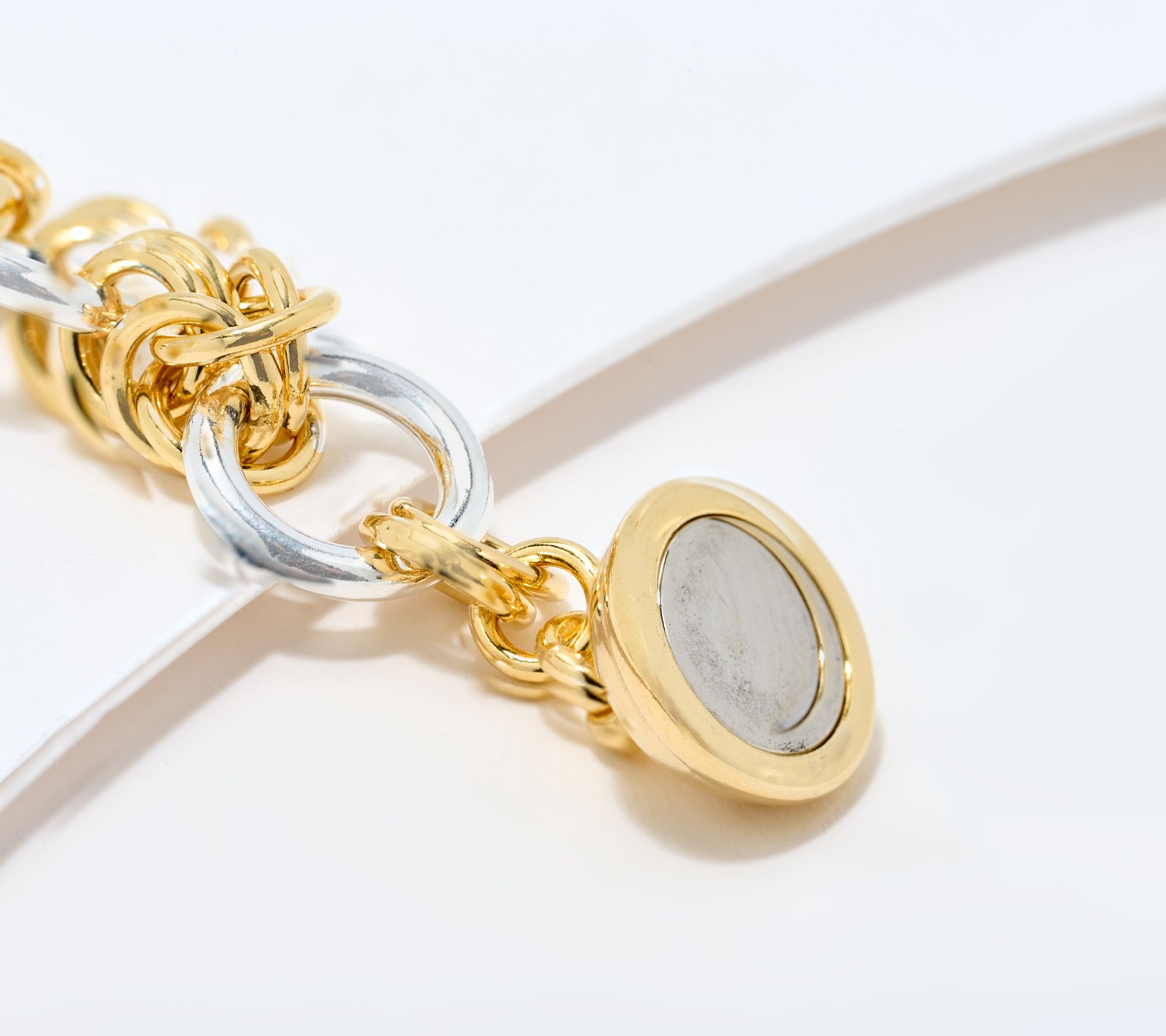 UltraFine 950 Silver Circle Link Bracelet with Magnetic Clasp