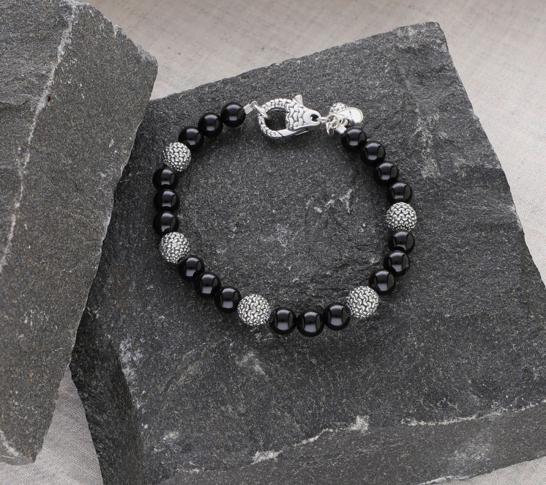 Tiffany Kay Silver Onyx Beaded Station Bracelet