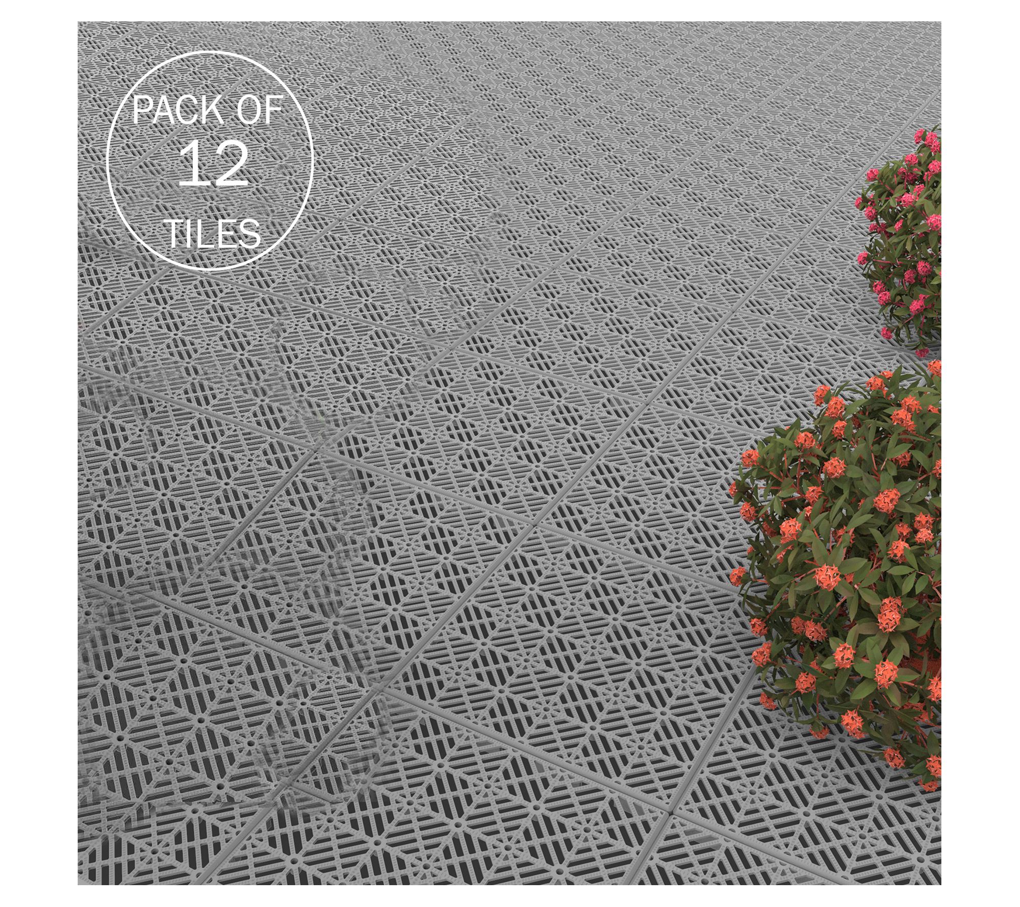 Pure Garden 12-Pack Deck Tiles Interlocking Patio Tiles
