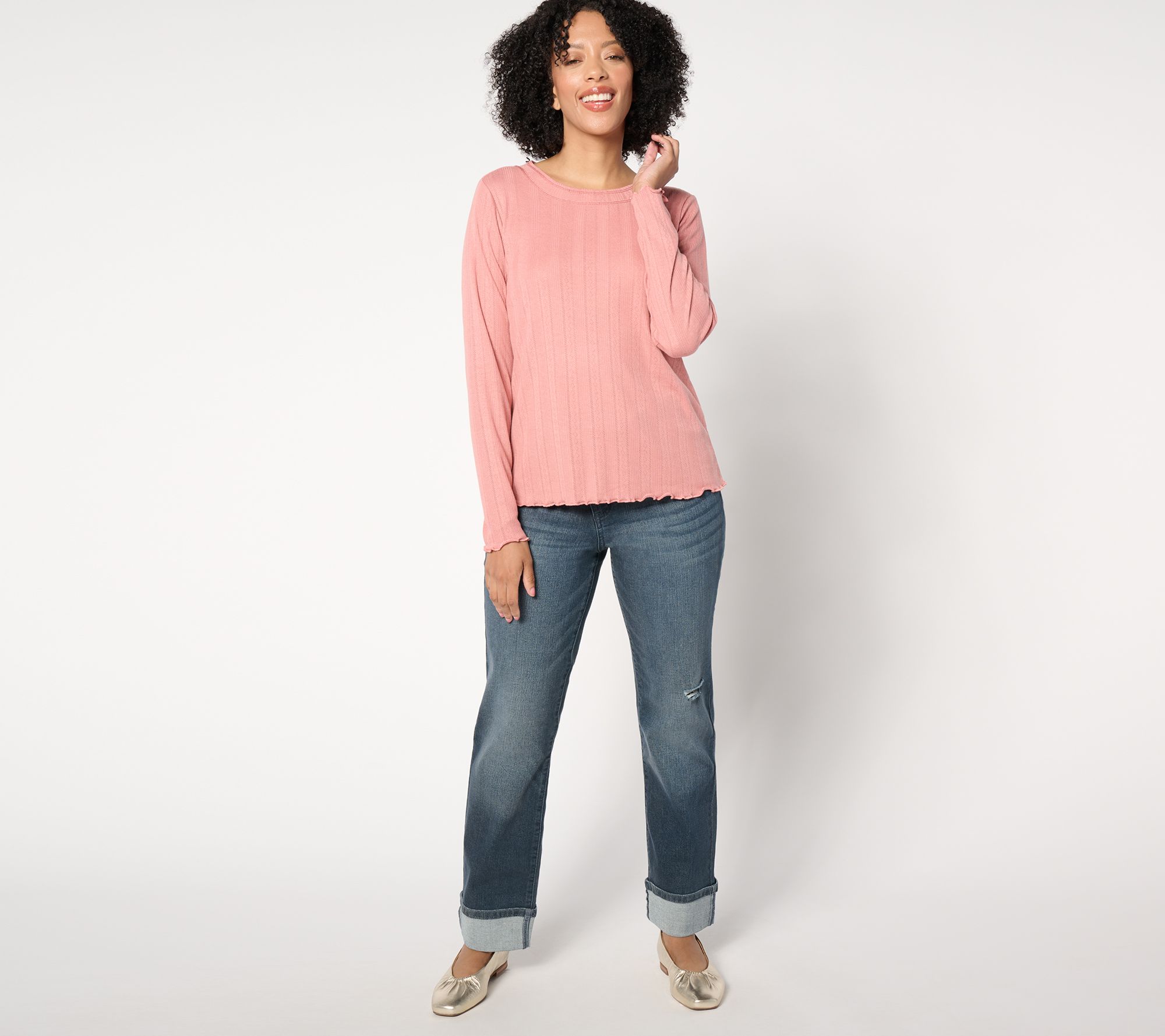 Me by Jennie Garth Palamino Pointelle Knit Crewneck Tee