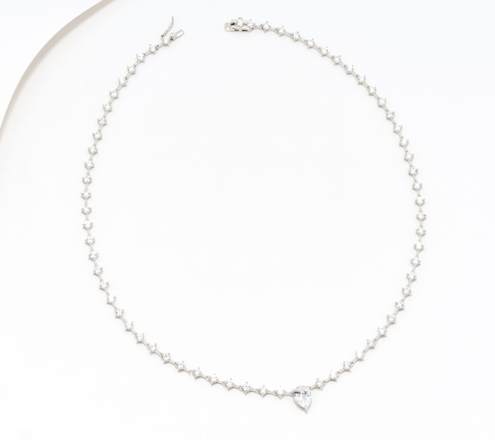 Diamonique Mixed Cut Tennis Necklace, Sterling Silver