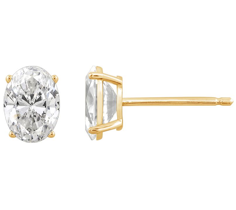 Diamonique 2.00 cttw Stud Earrings, 14K Gold