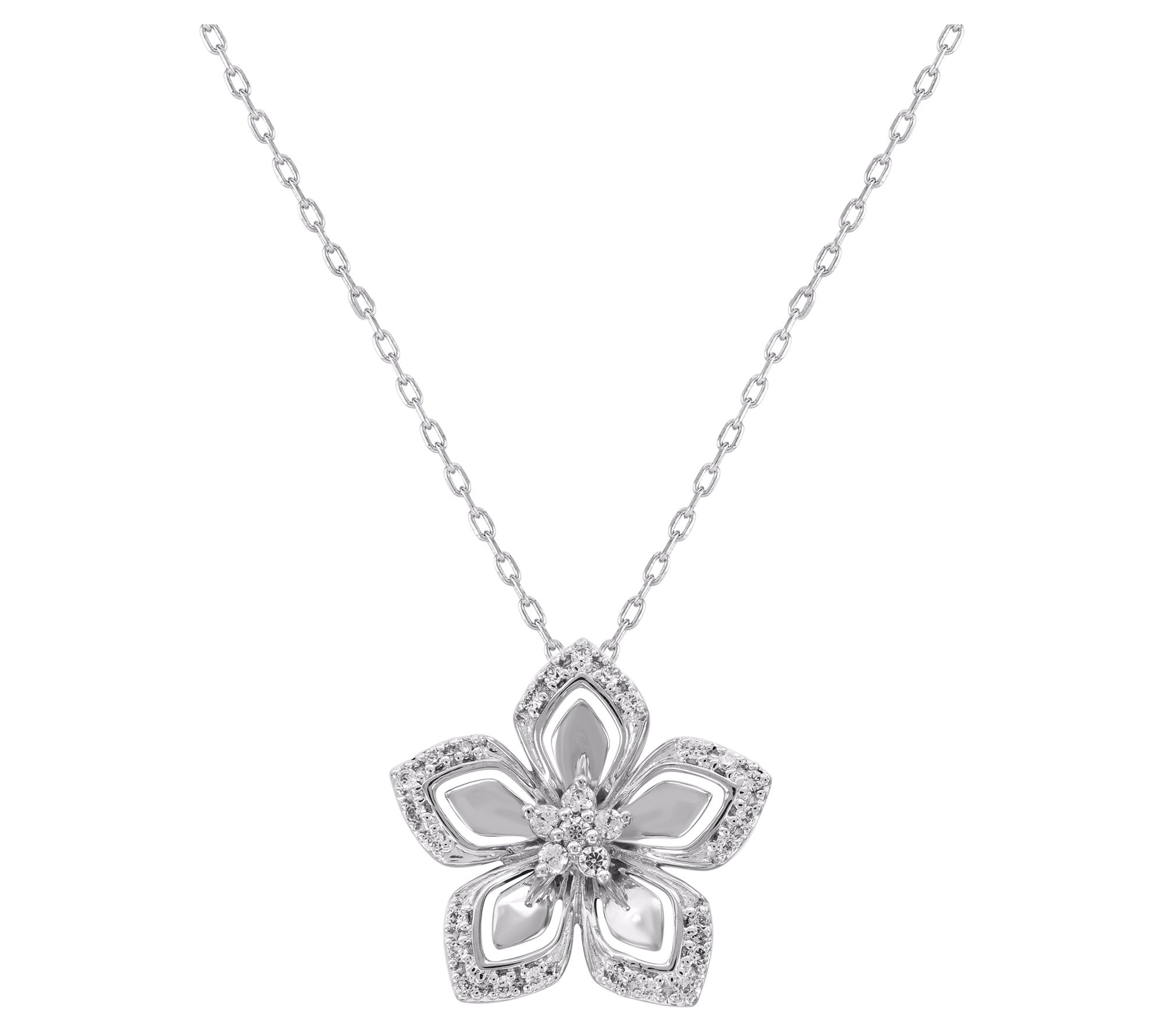 Accents by Affinity Diamond Floral Necklace, Sterling Silver