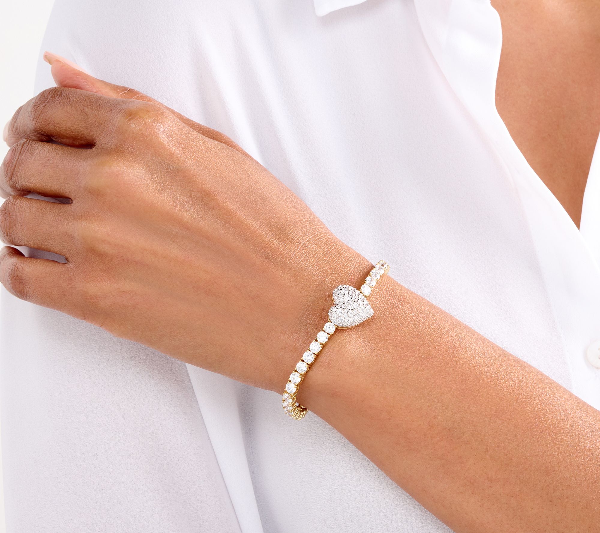 Diamonique x Jennifer Miller Tennis Bracelet, 14K Gold Plated