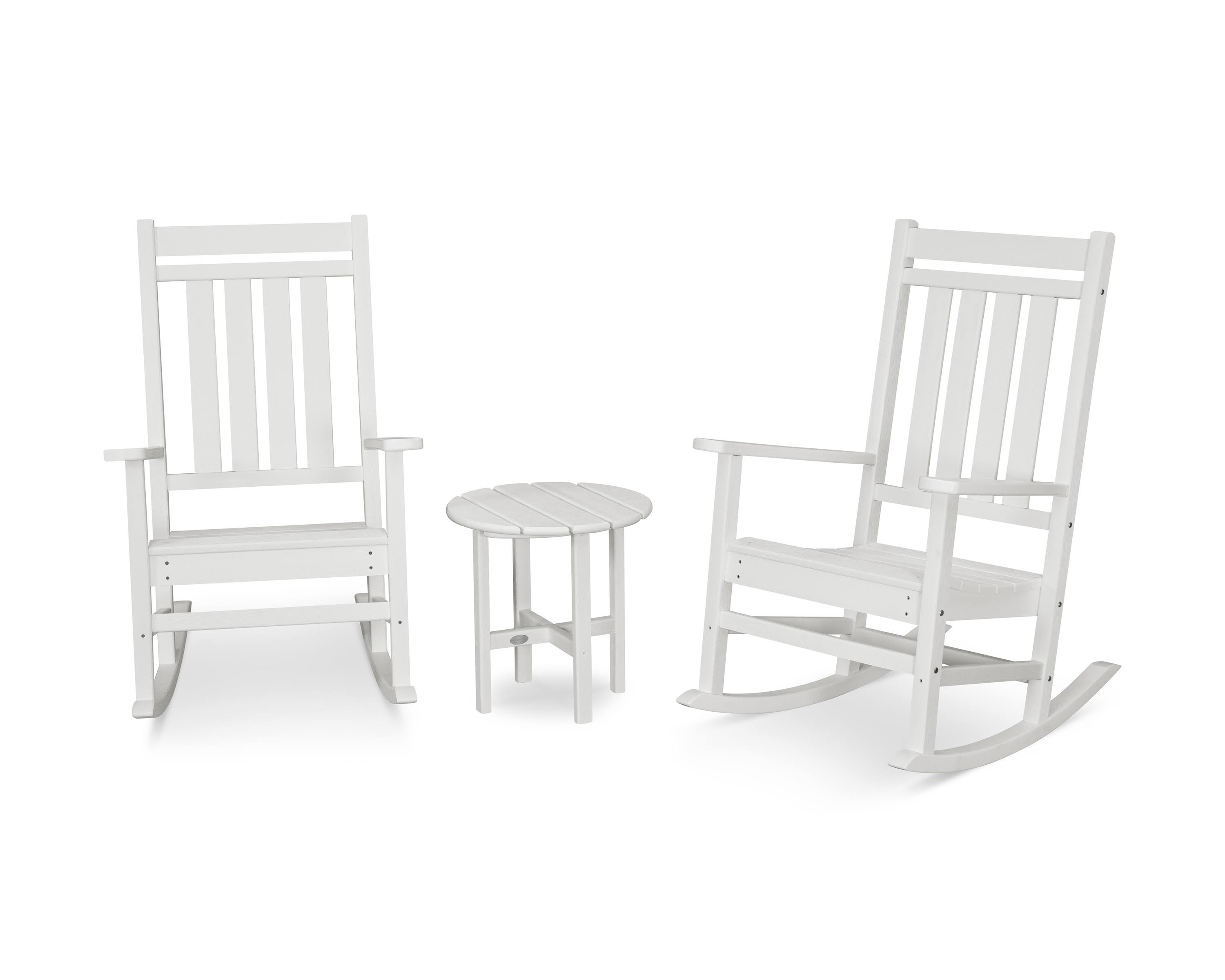POLYWOOD Estate 3-Piece Rocking Chair Set in Vintage White