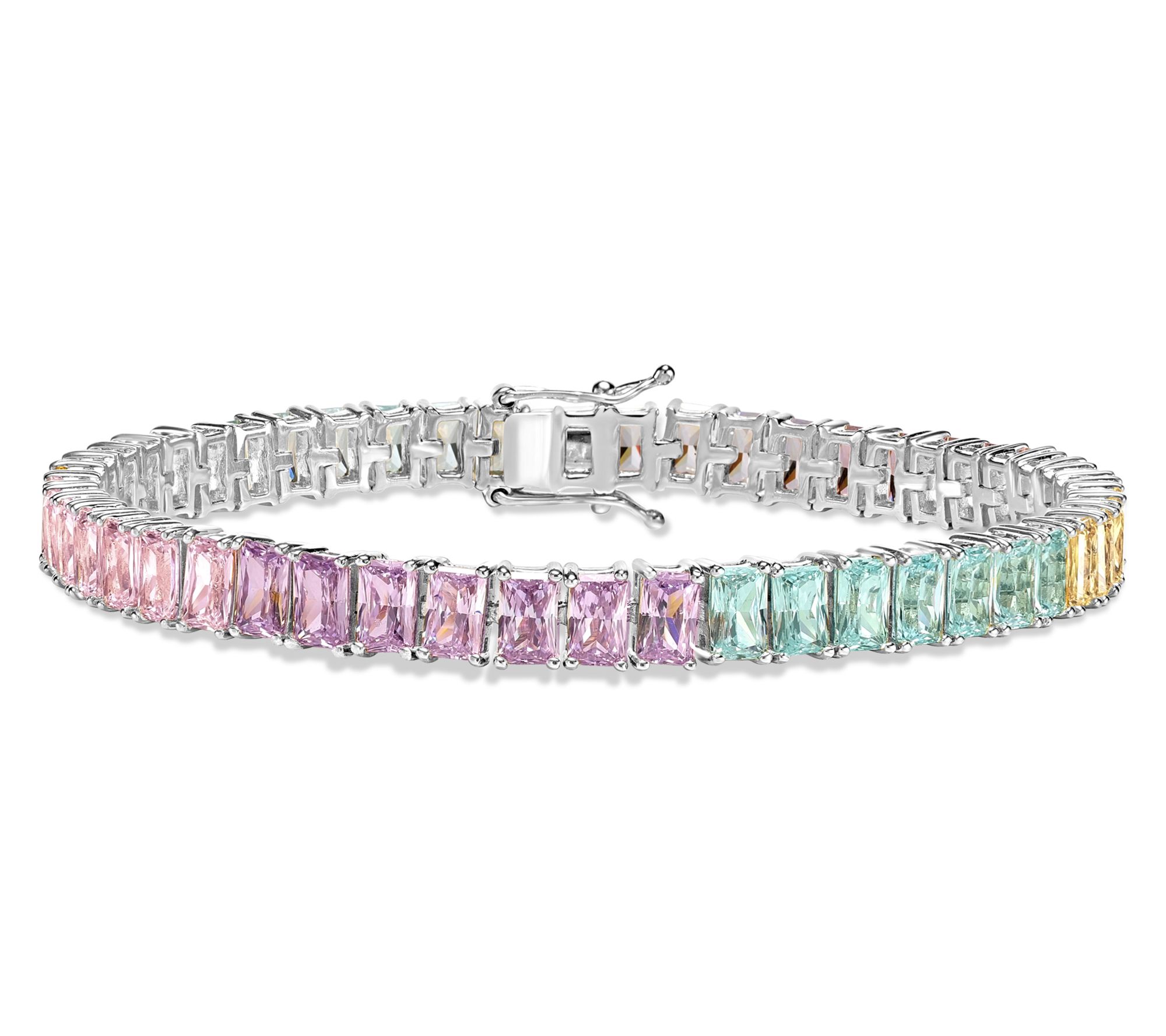 Diamonique x Kathy Levine Pastel Tennis Bracelet, Sterling