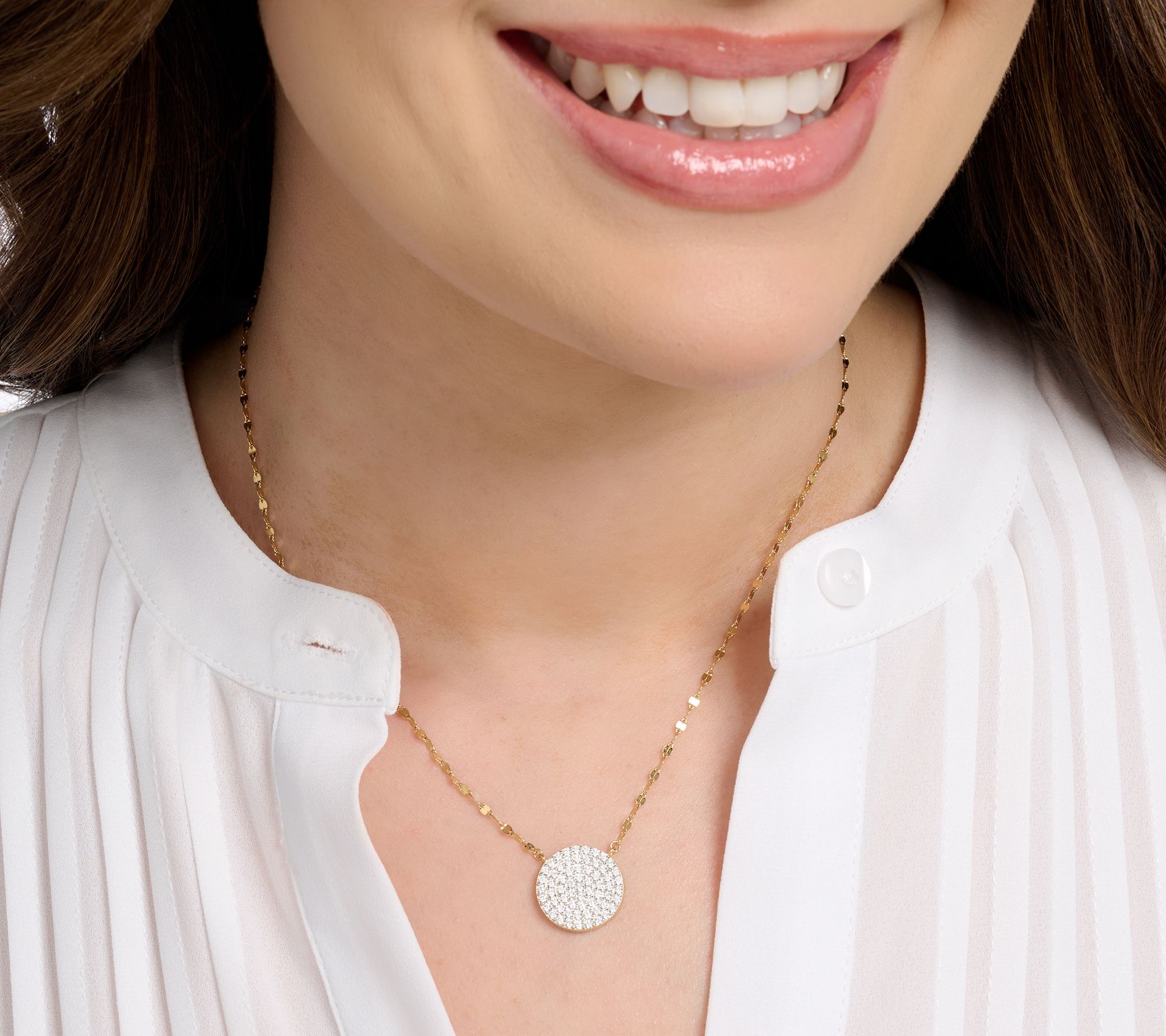 Diamonique x Jennifer Miller Round Pave Necklace, Sterling Silver