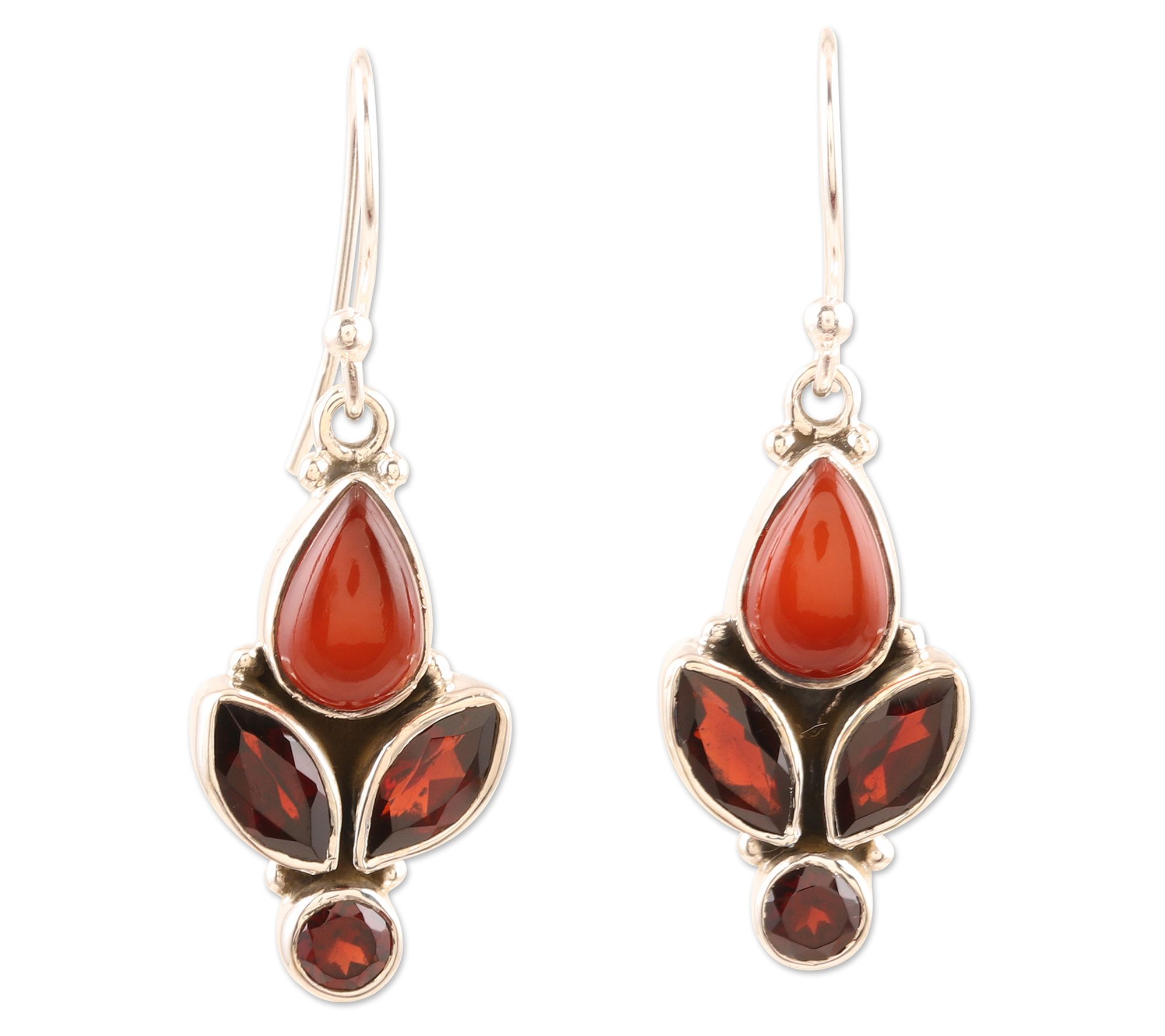 Novica Artisan Crafted Garnet & Carnelian Dangle Earrings