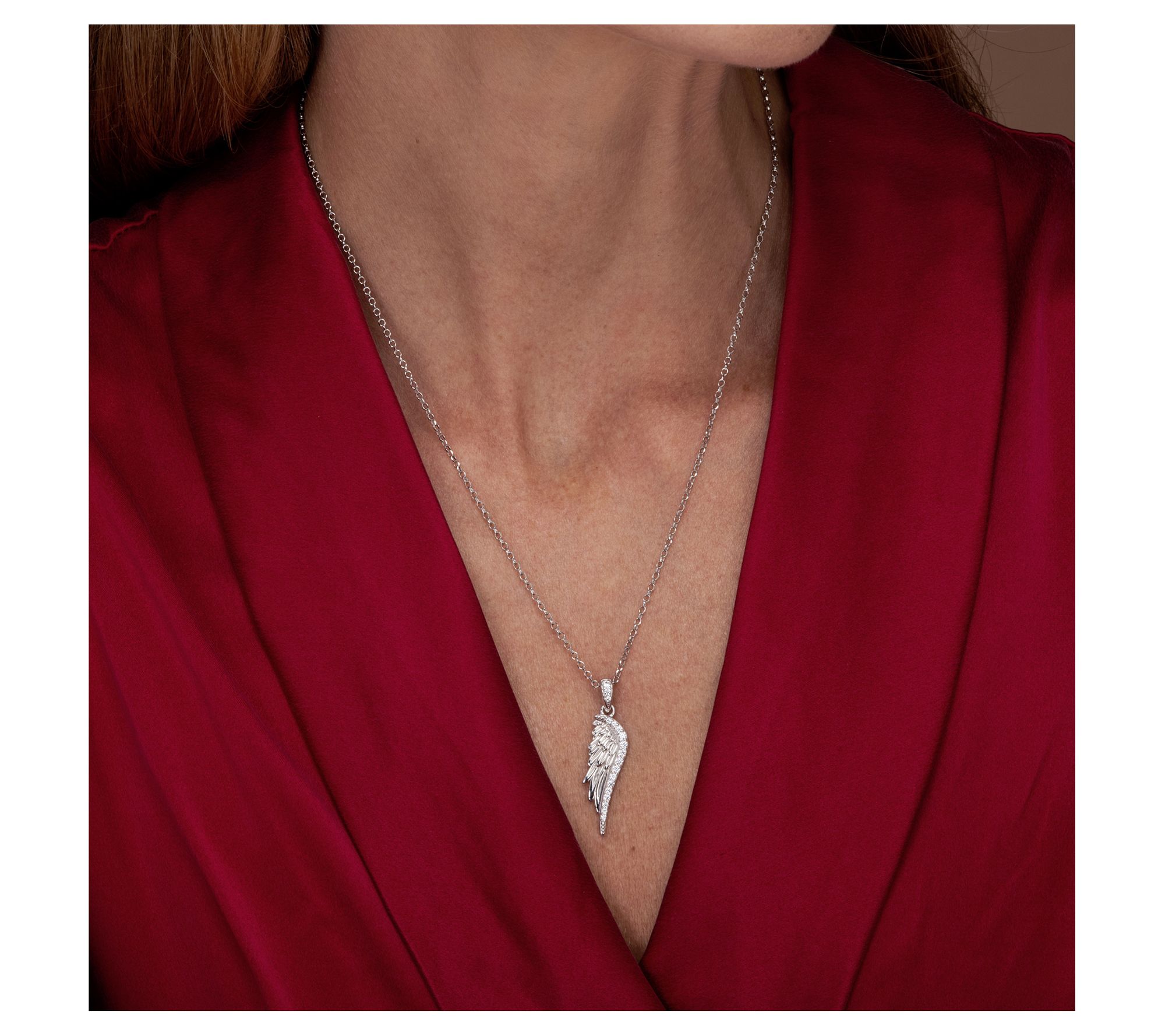 Diamonique Angel Design Dangle Earrings, Sterling Silver