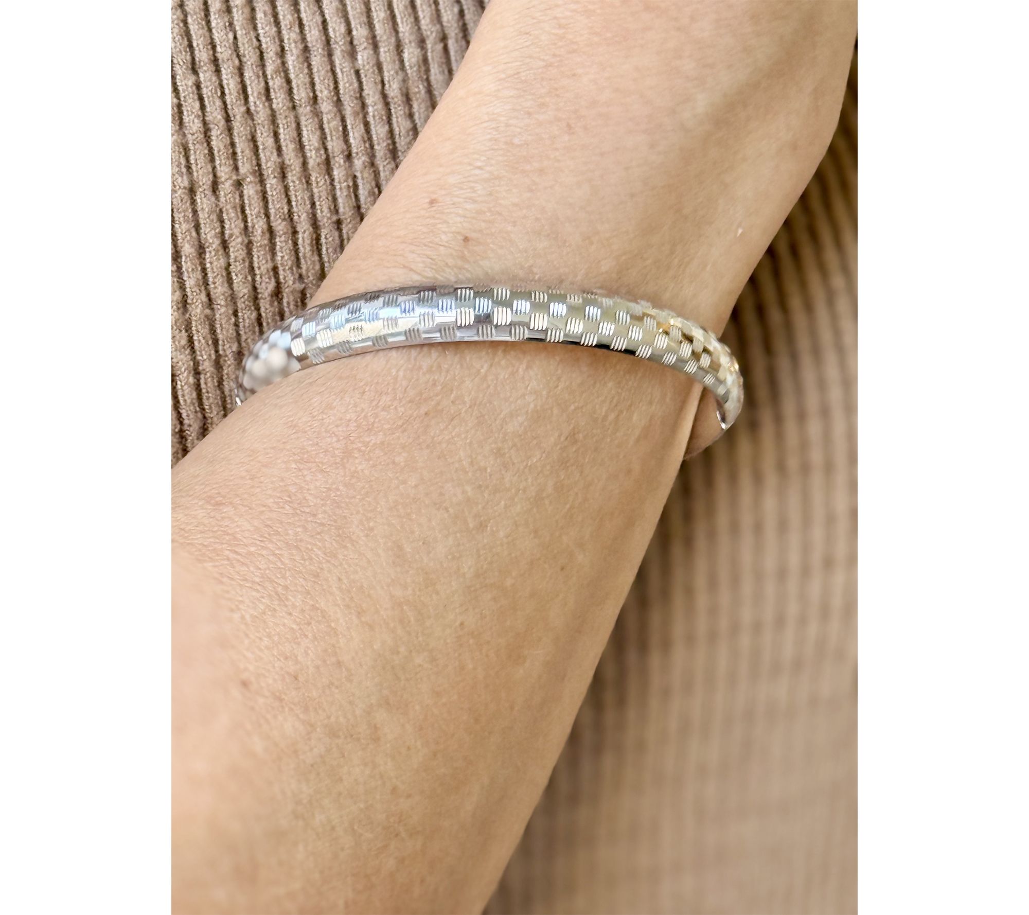 Alkeme Sterling Silver Patterned Bangle Bracelet