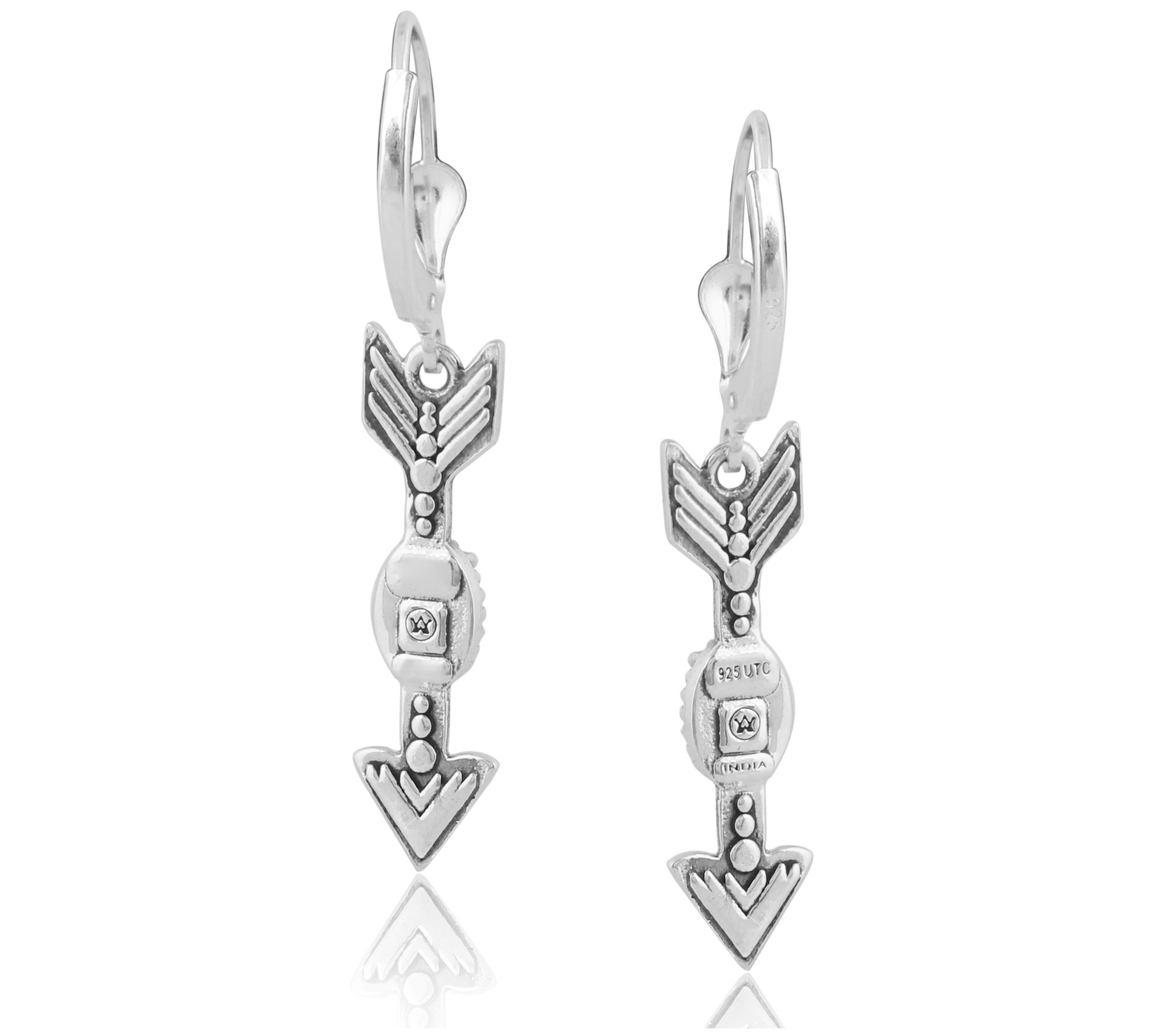 American West Gemstone Arrow Leverback Earrings, Sterling
