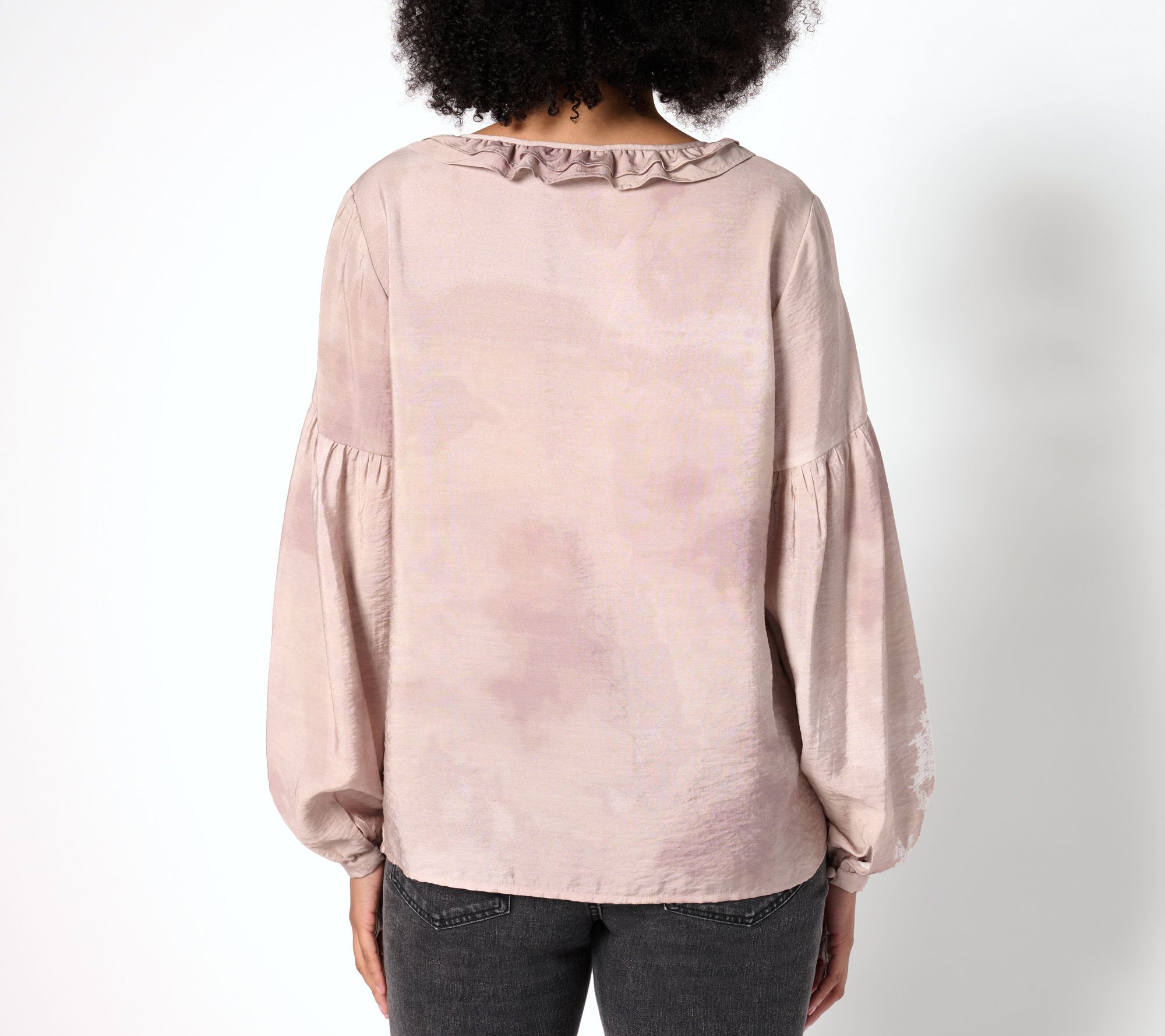 Me by Jennie Garth Bodie Printed Blouse with Ruffle Neckline