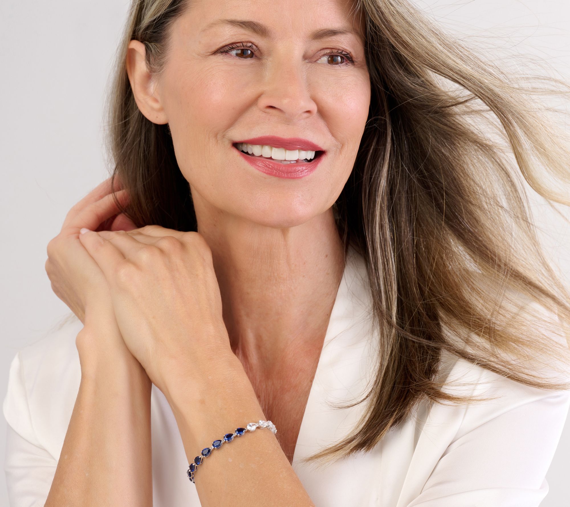 Diamonique x Jennifer Miller Pear Horizontal Line Bracelet, Sterling Silver