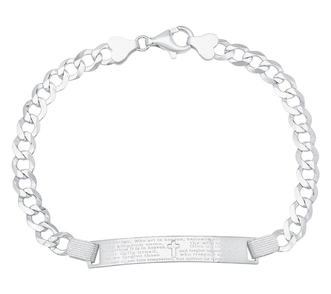 Silver Style Unisex Lord's Prayer ID Bracelet,Sterling