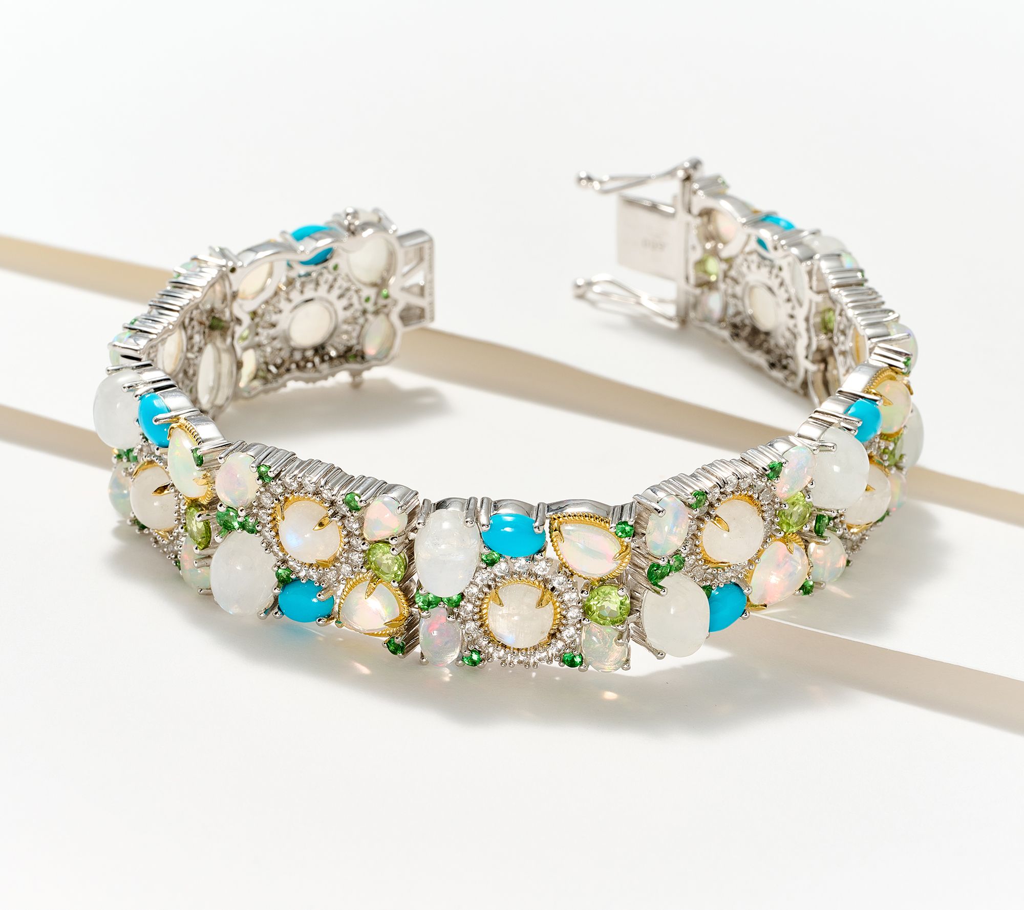 Affinity Gems Mixed Gemstone Statement Bracelet, Sterling Silver