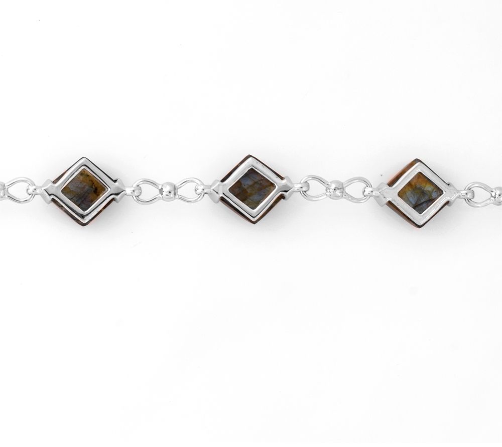 Affinity Gems Labradorite Station Bracelet, Sterling Silver