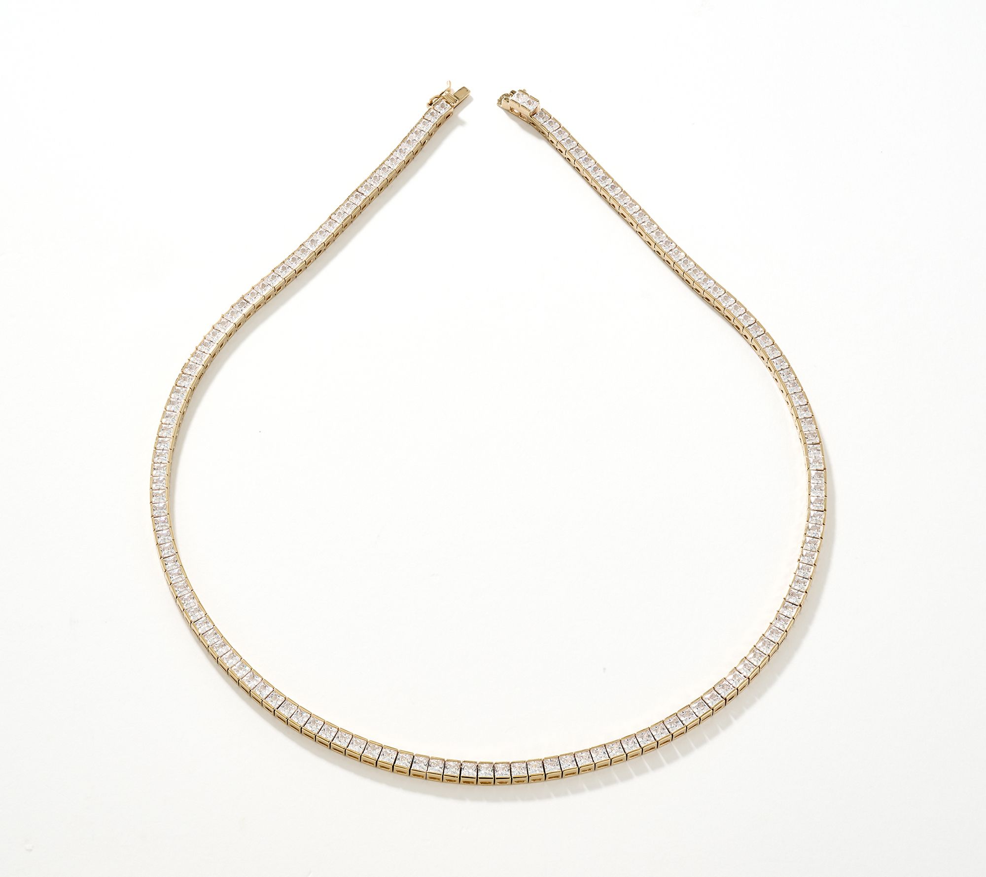 Diamonique Classics Princess Cut Tennis Necklace Sterling Silver