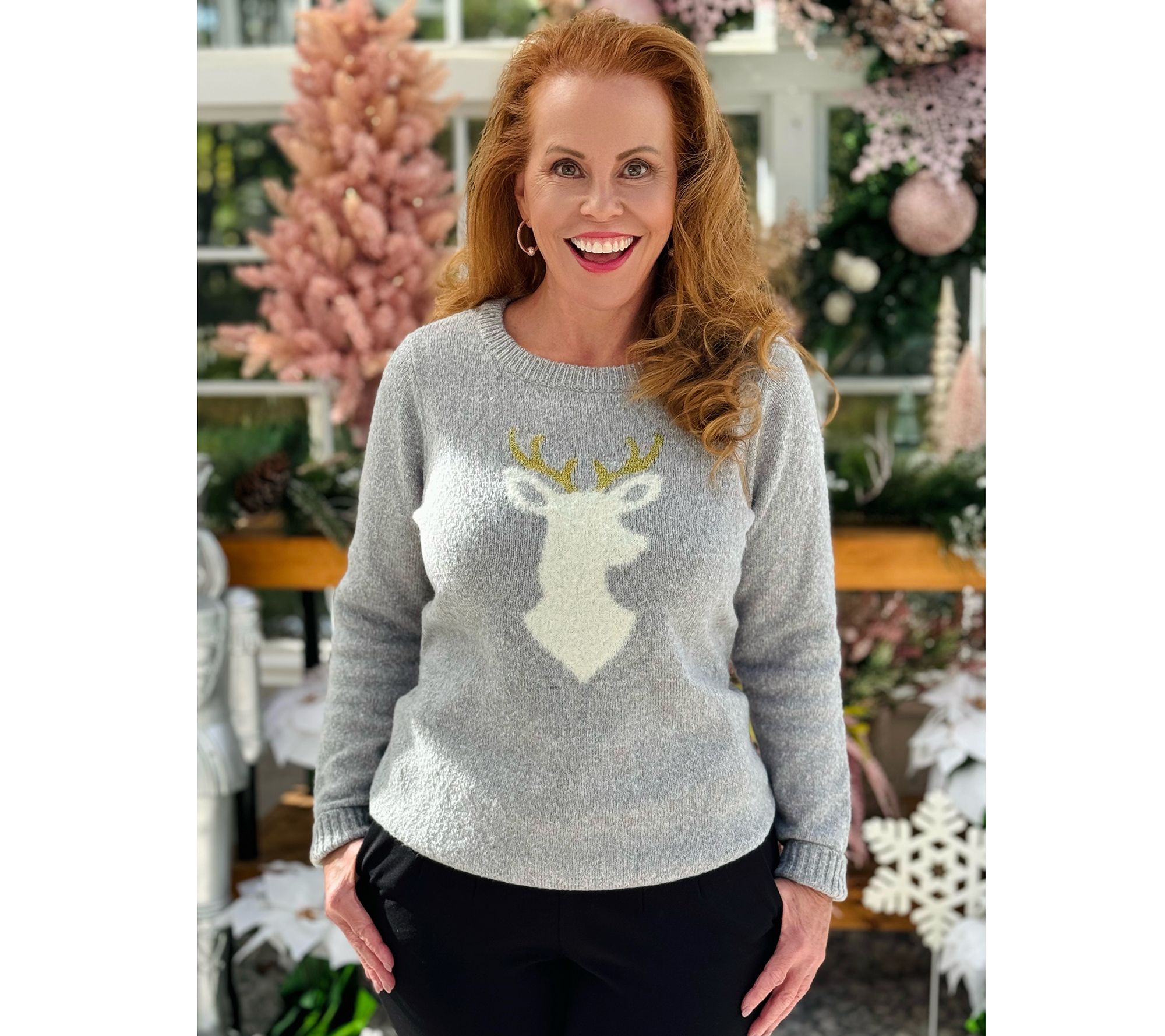 Jingle Belles by Kim Gravel Let's Get Cozy Lurex Holiday Sweater