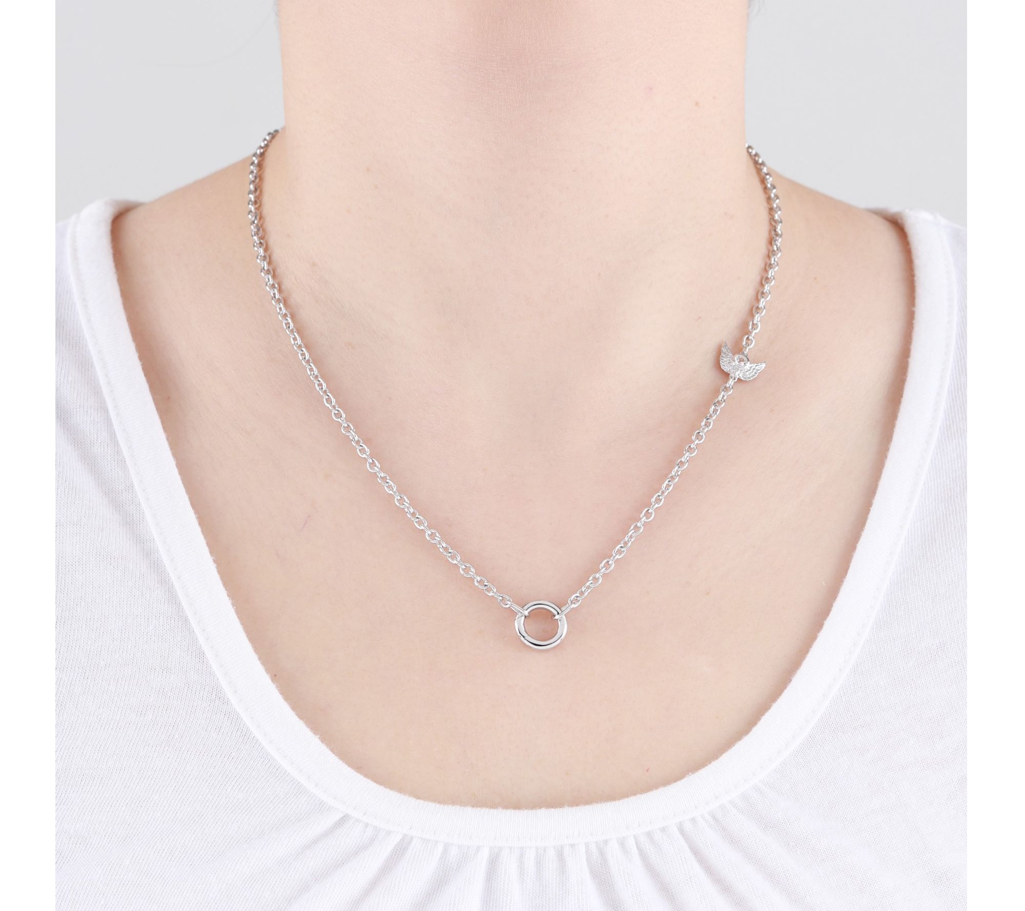 Goddaughters Sterling Angel on my Shoulder Charm Necklace