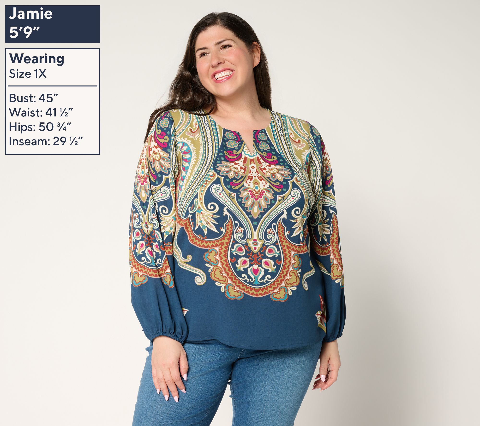 Belle by Kim Gravel Spicy Medallion Print Blouse