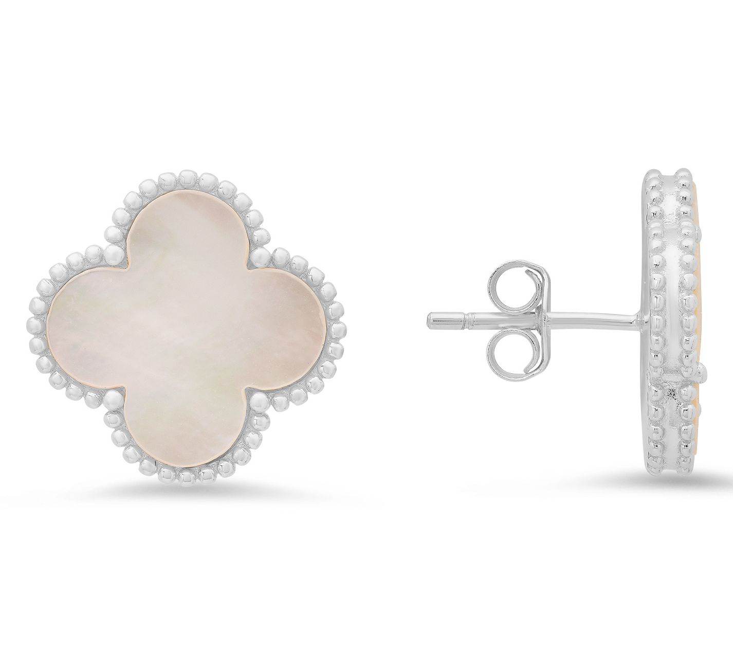 Sterling Silver Mother of Pearl Clover Earrings