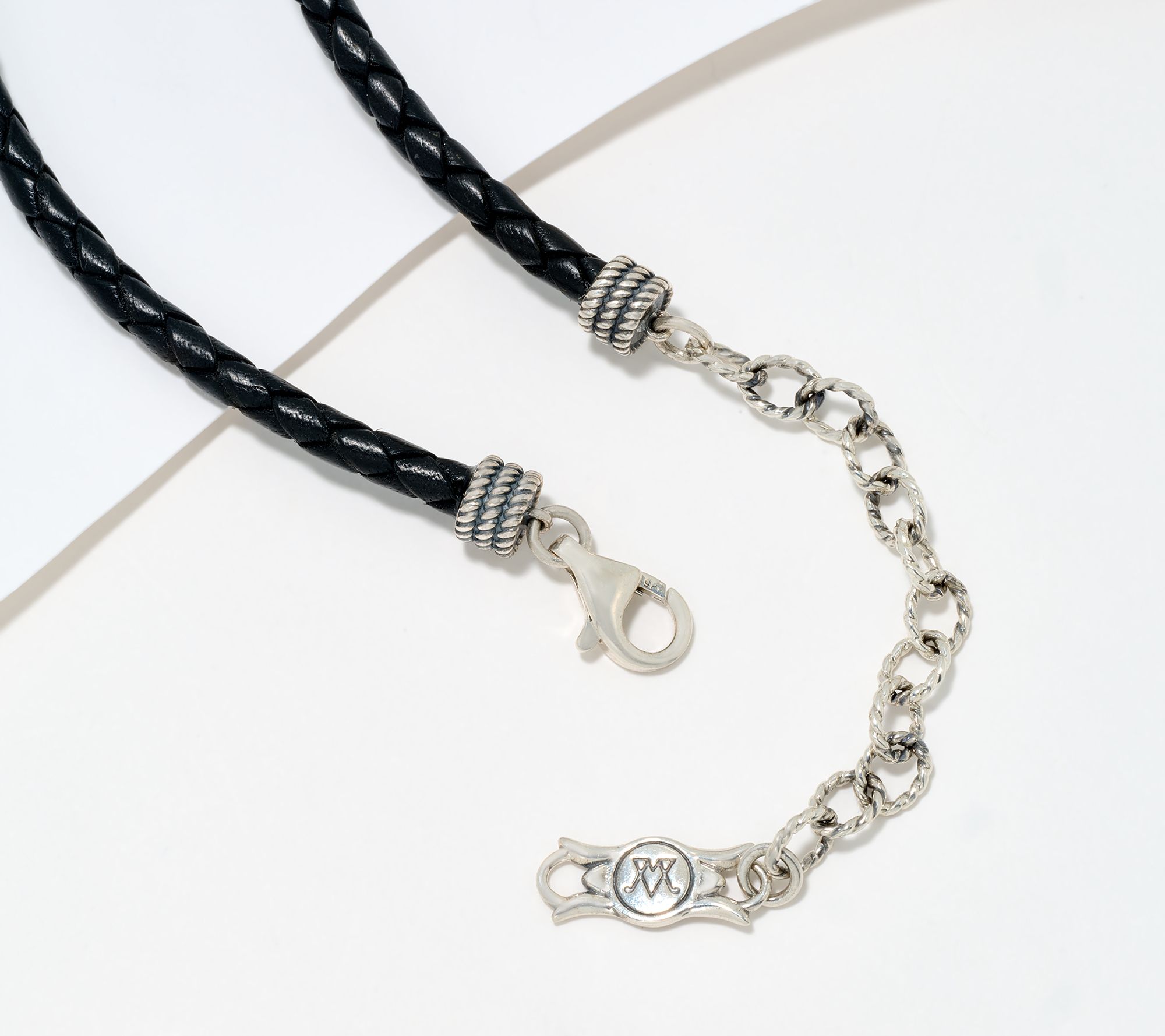 American West Sterl & TwoTone Native Pearl & Leather Necklace