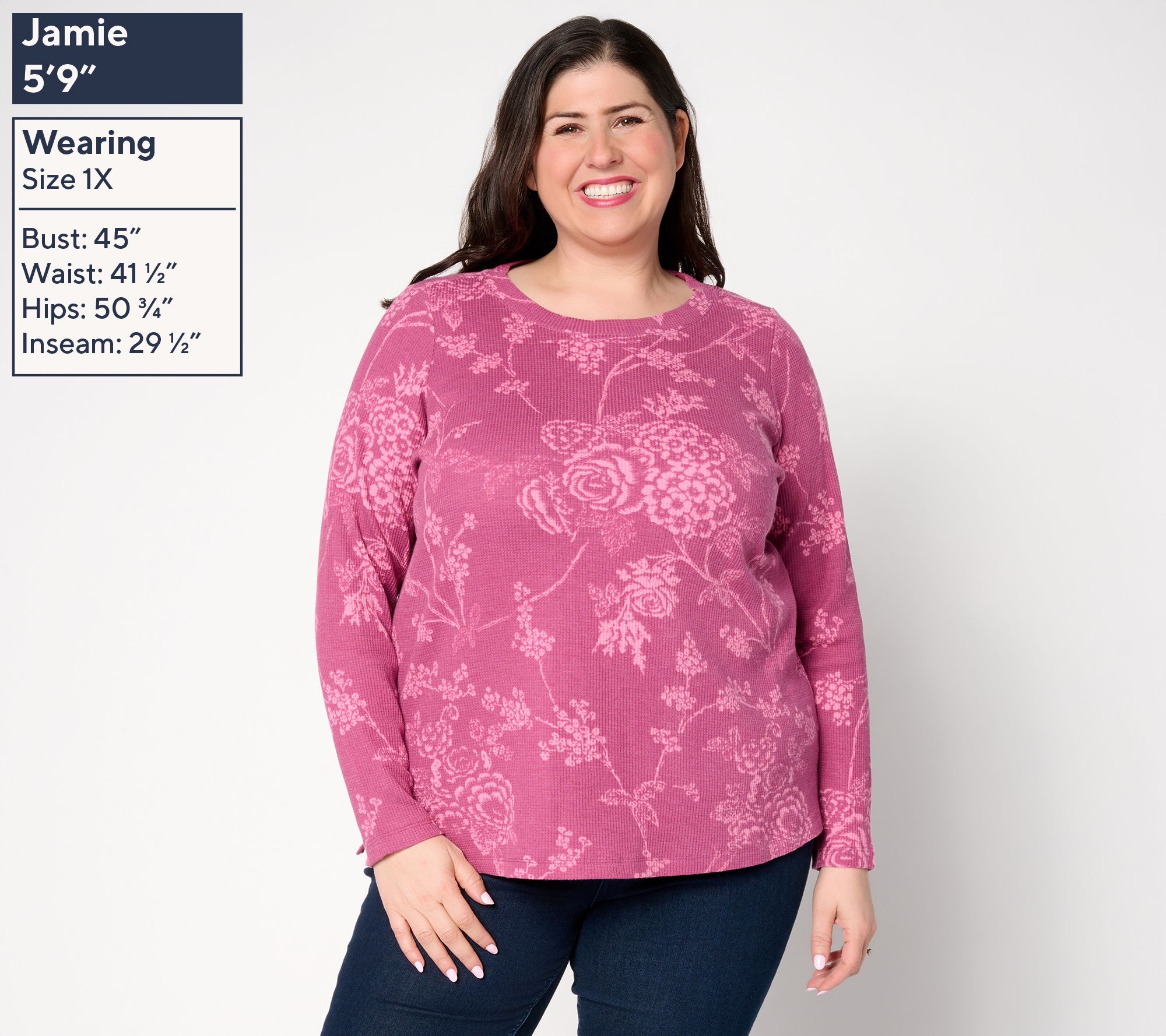 Belle by Kim Gravel Micro Waffle Vintage Floral Printed Top